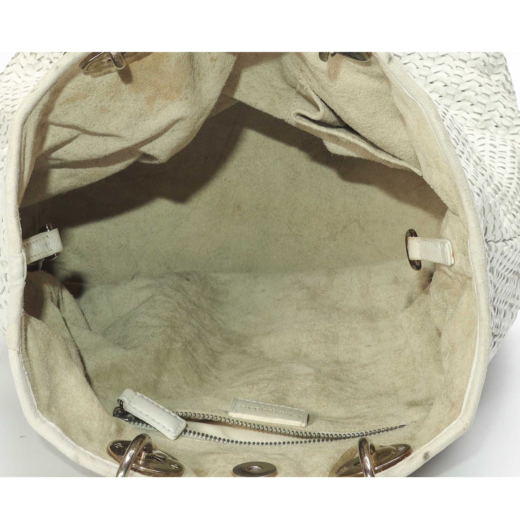 Dior White Lambskin Woven Tote