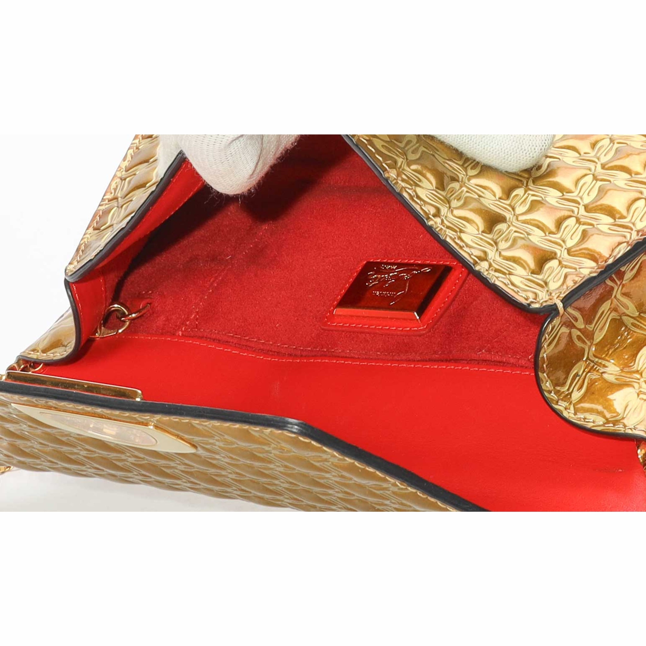 Christian Louboutin Metallic Gold Vero Dodat Chain Clutch