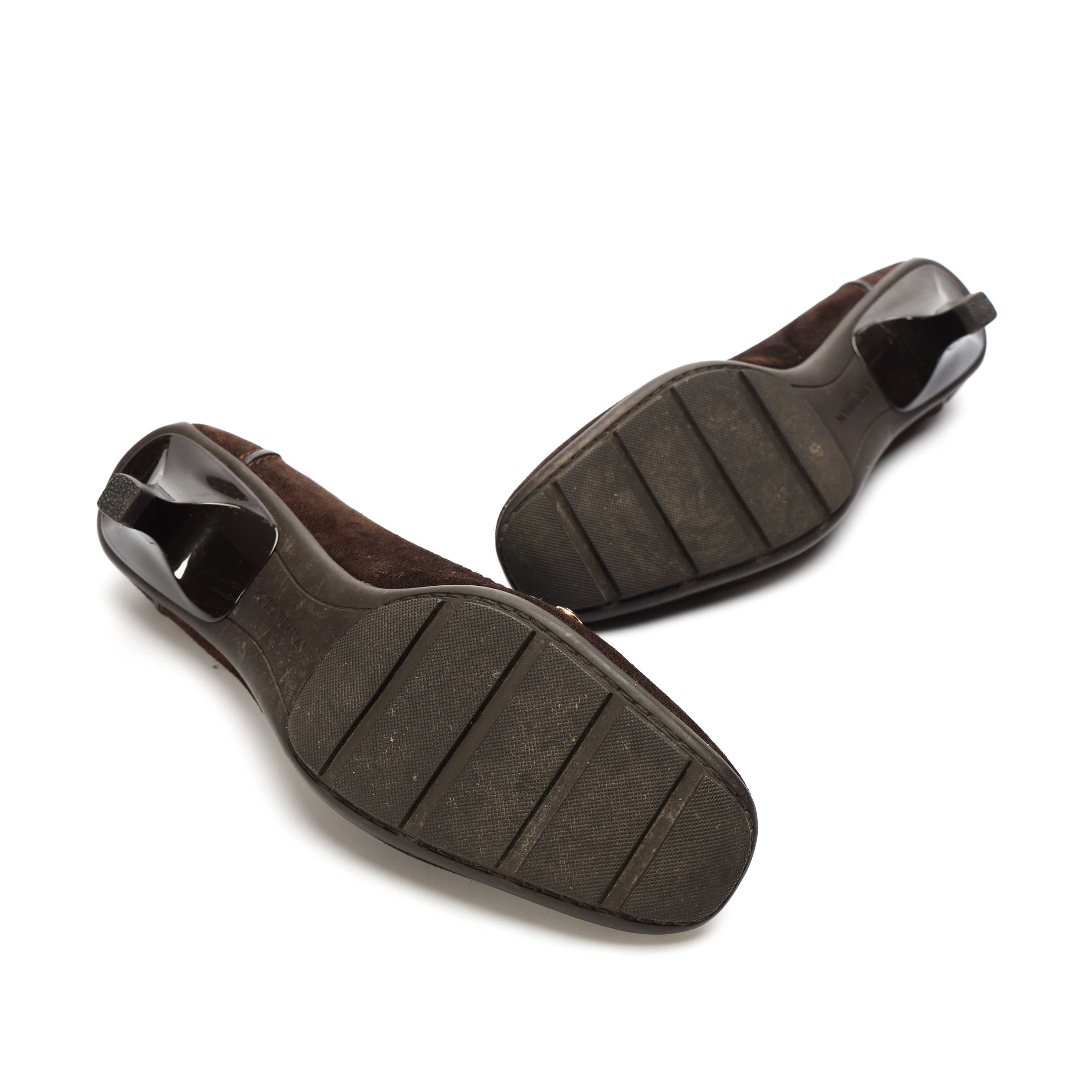 Louis Vuitton Suede Heeled Loafers