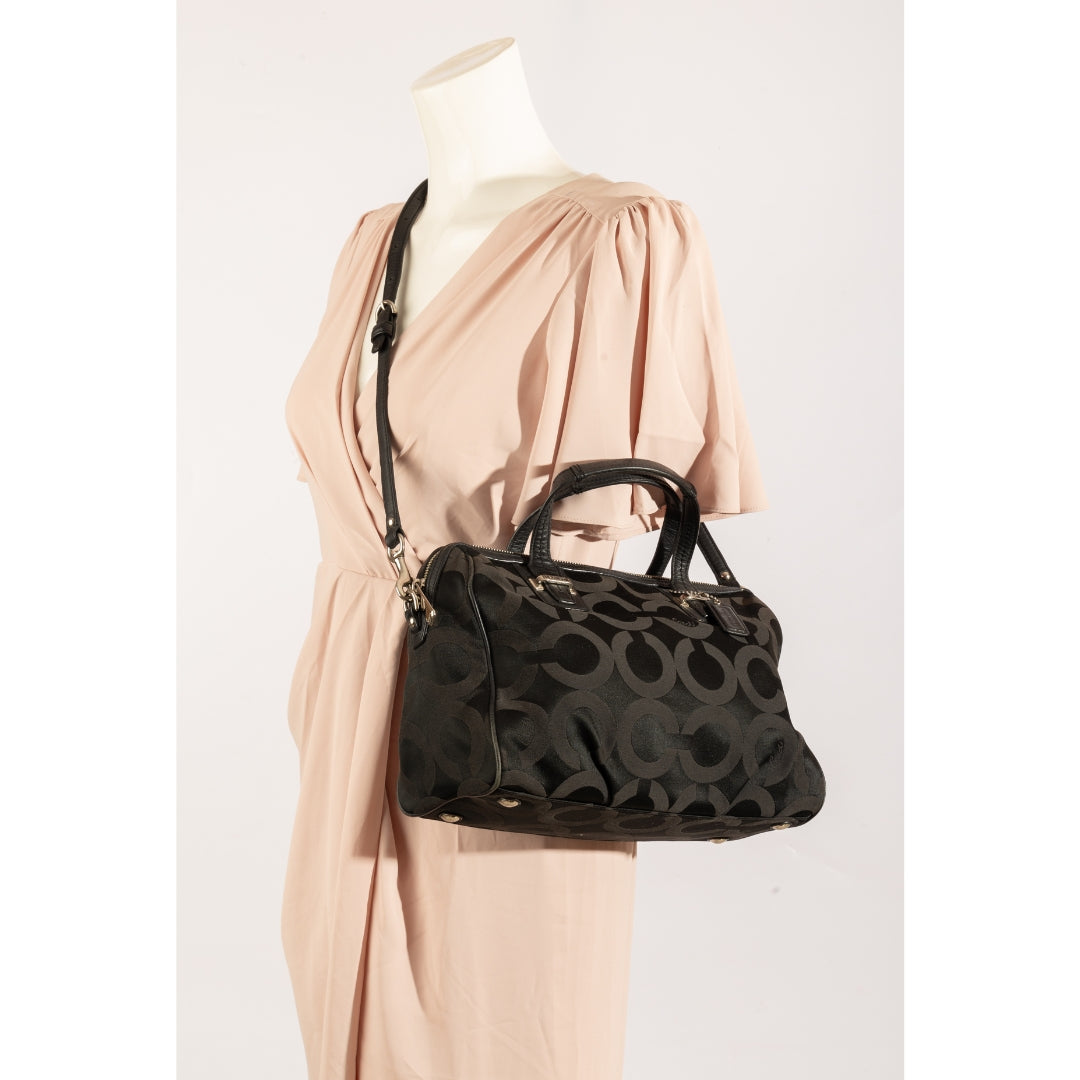 Coach Taylor Op Art Black Canvas Satchel