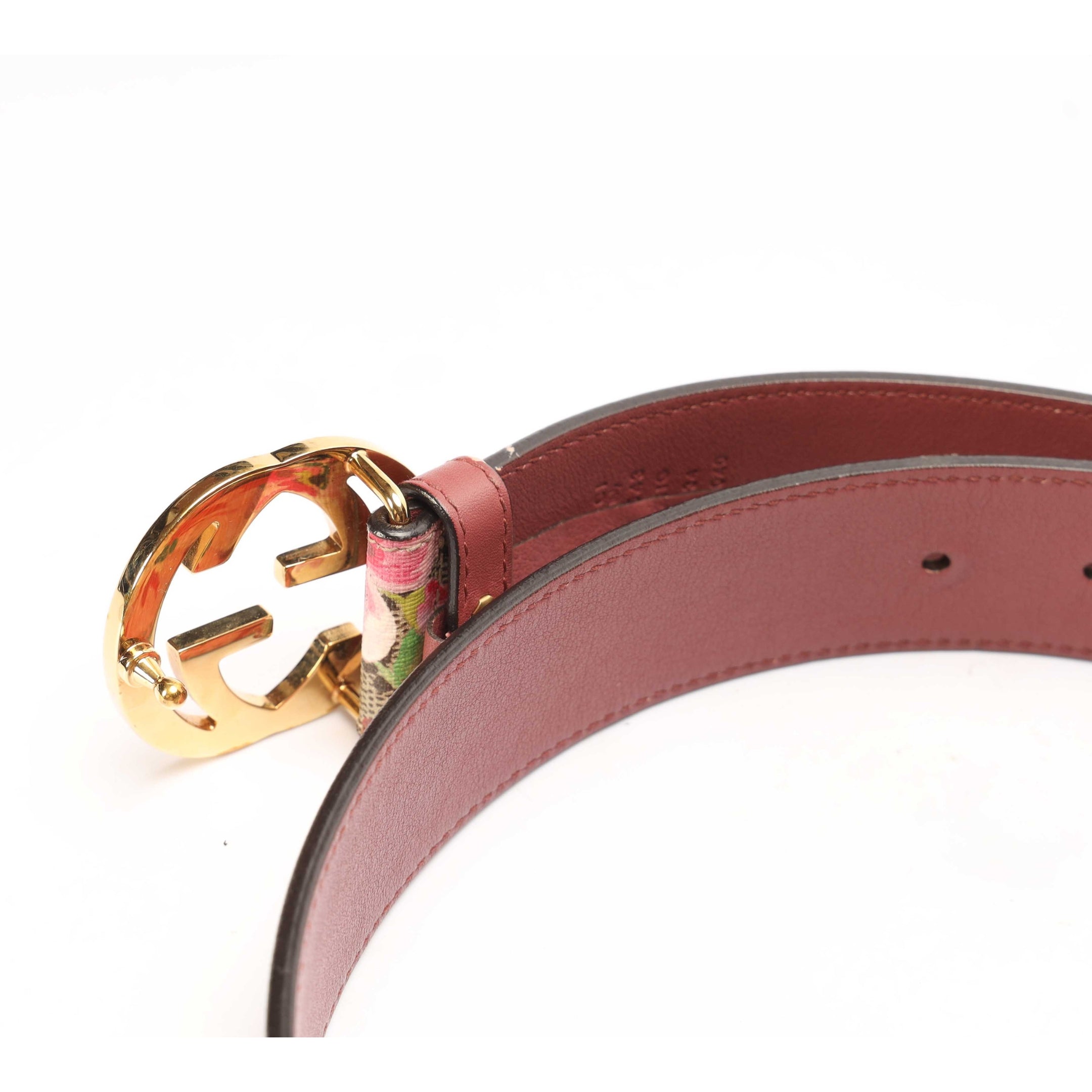 Gucci GG Pink Supreme Blooms Print Buckle Belt
