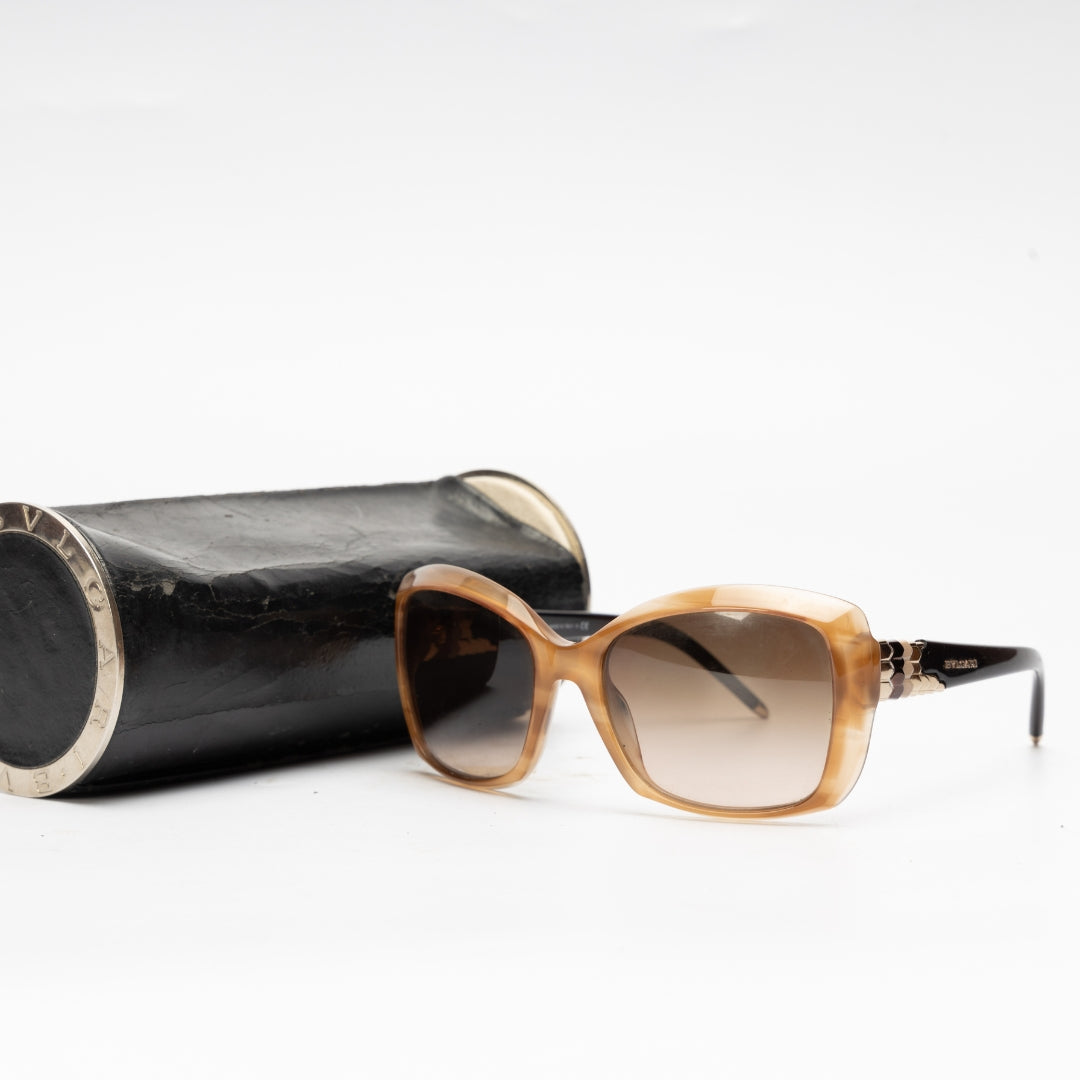 Bvlgari Beige/Brown Cat Eye Sunglasses