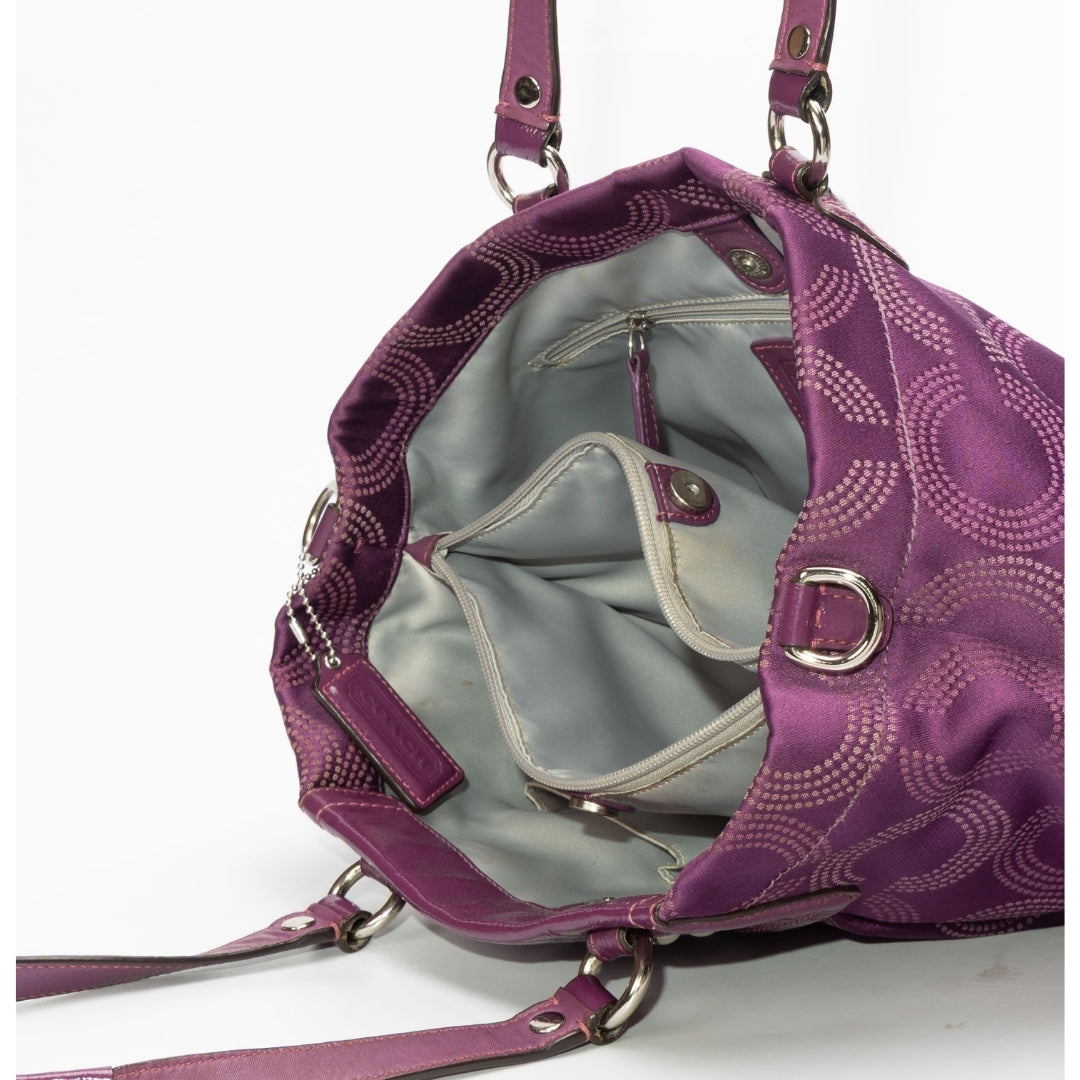 Coach Purple Fabric and Patent Leather Ashley Tote
