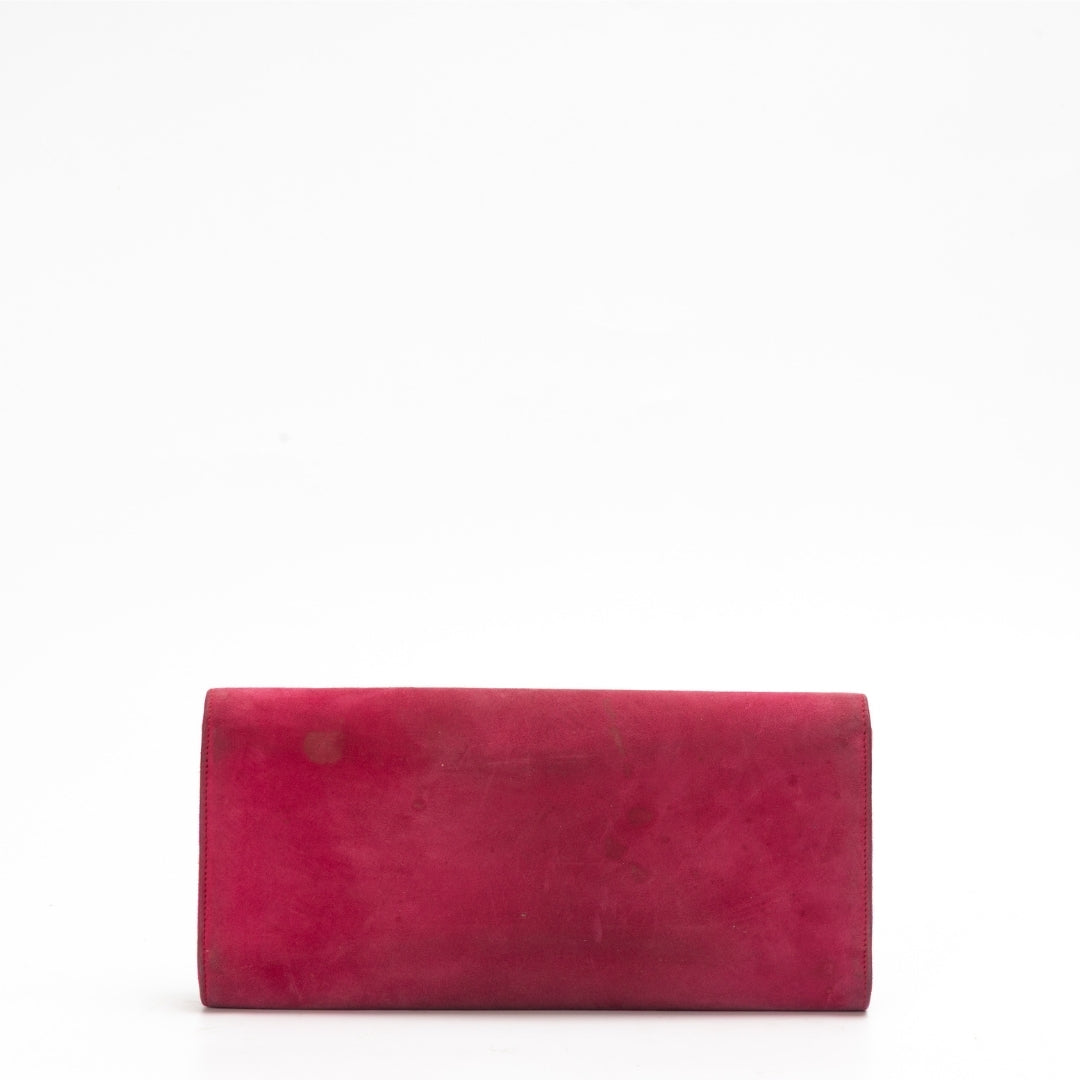 Gucci Pink Suede Interlocking G Crystal Embellished Broadway Clutch