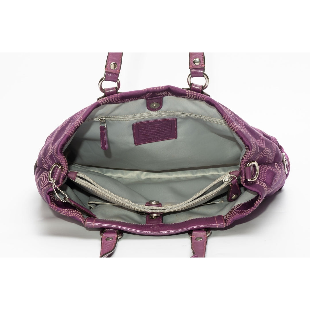 Coach Purple Fabric and Patent Leather Ashley Tote