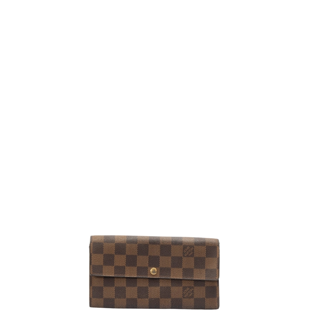 Louis Vuitton Damier Ebene Pattern Coated Canvas Wallet