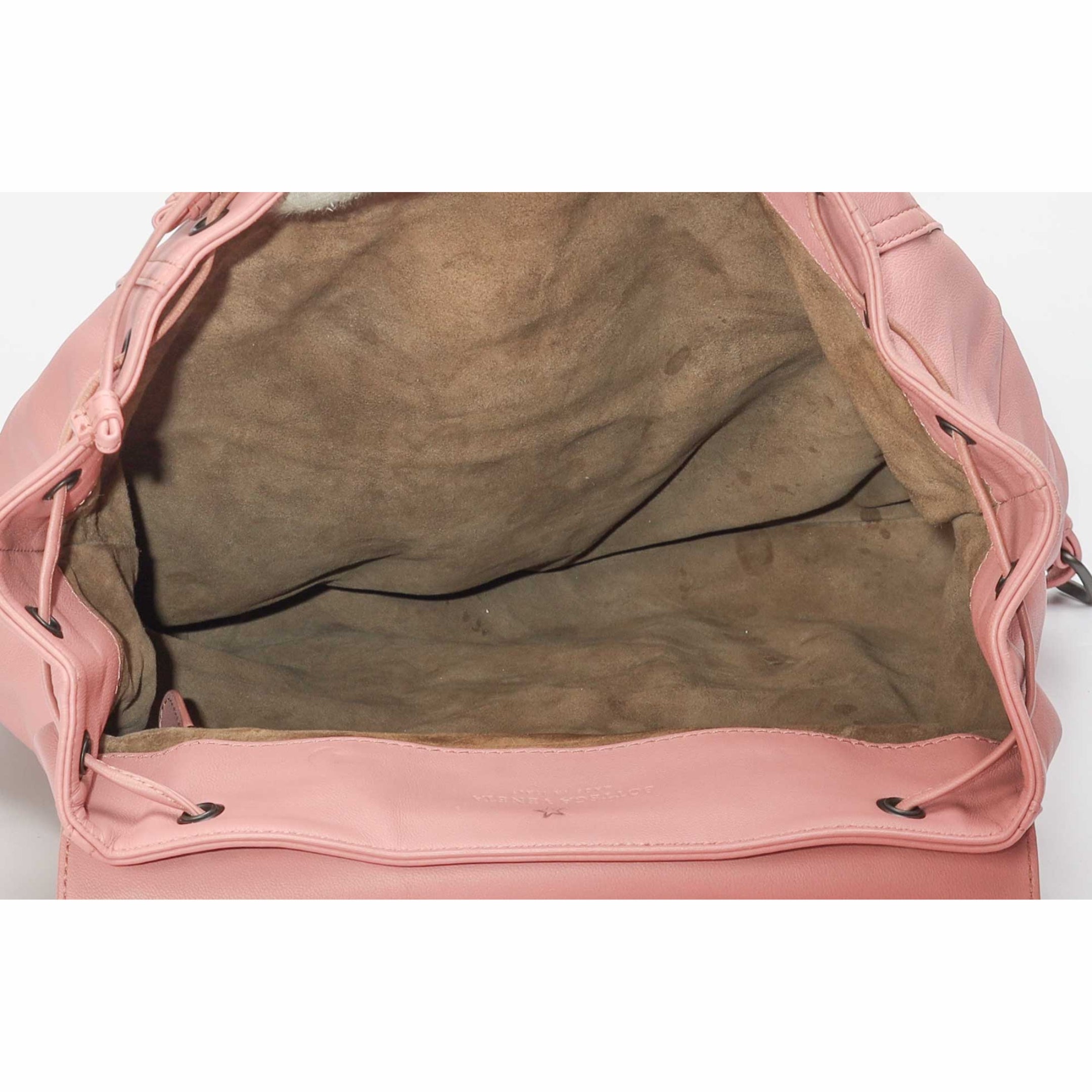 Bottega Veneta Pink Intrecciato Leather Backpack