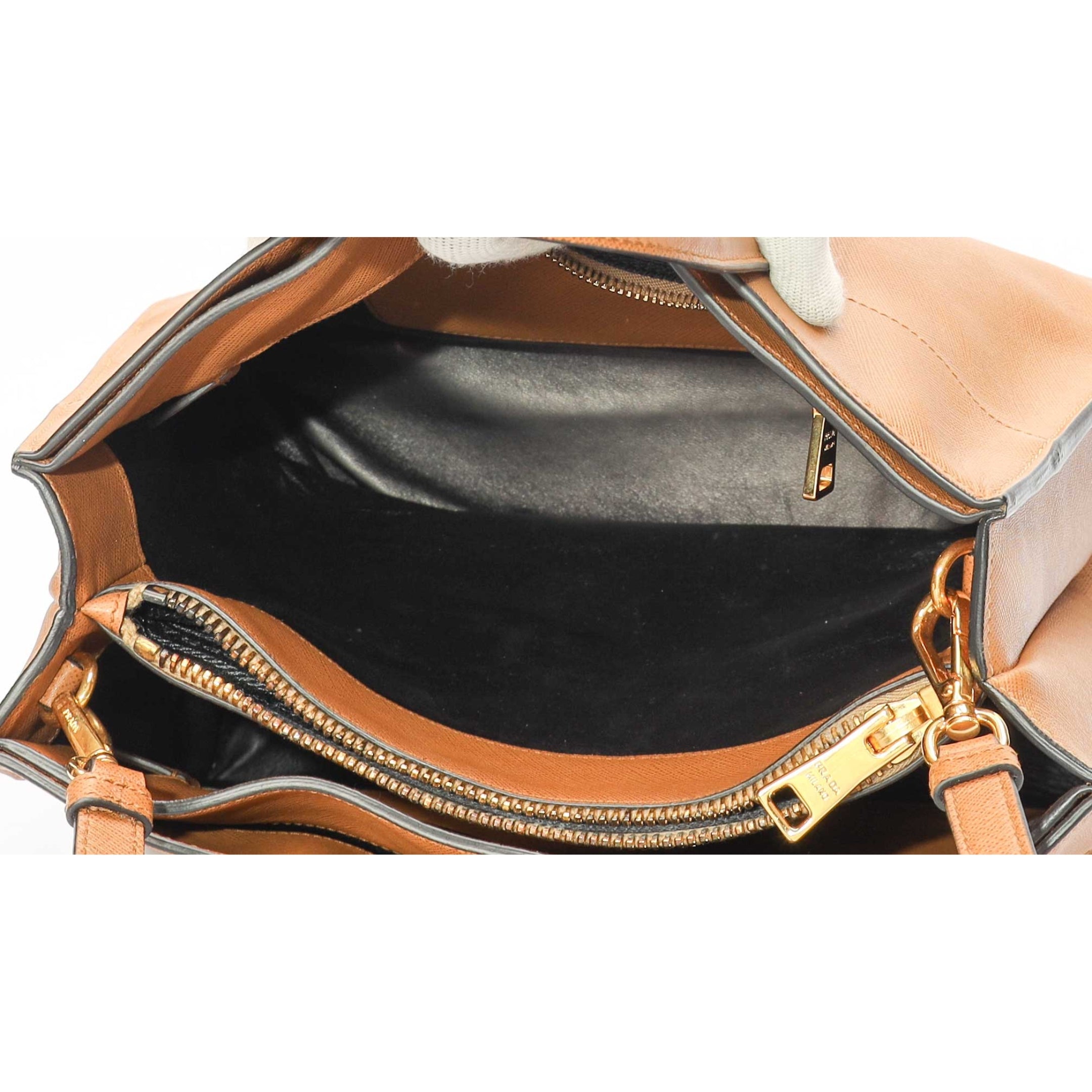 Prada Tan Soft Galleria Convertible Tote