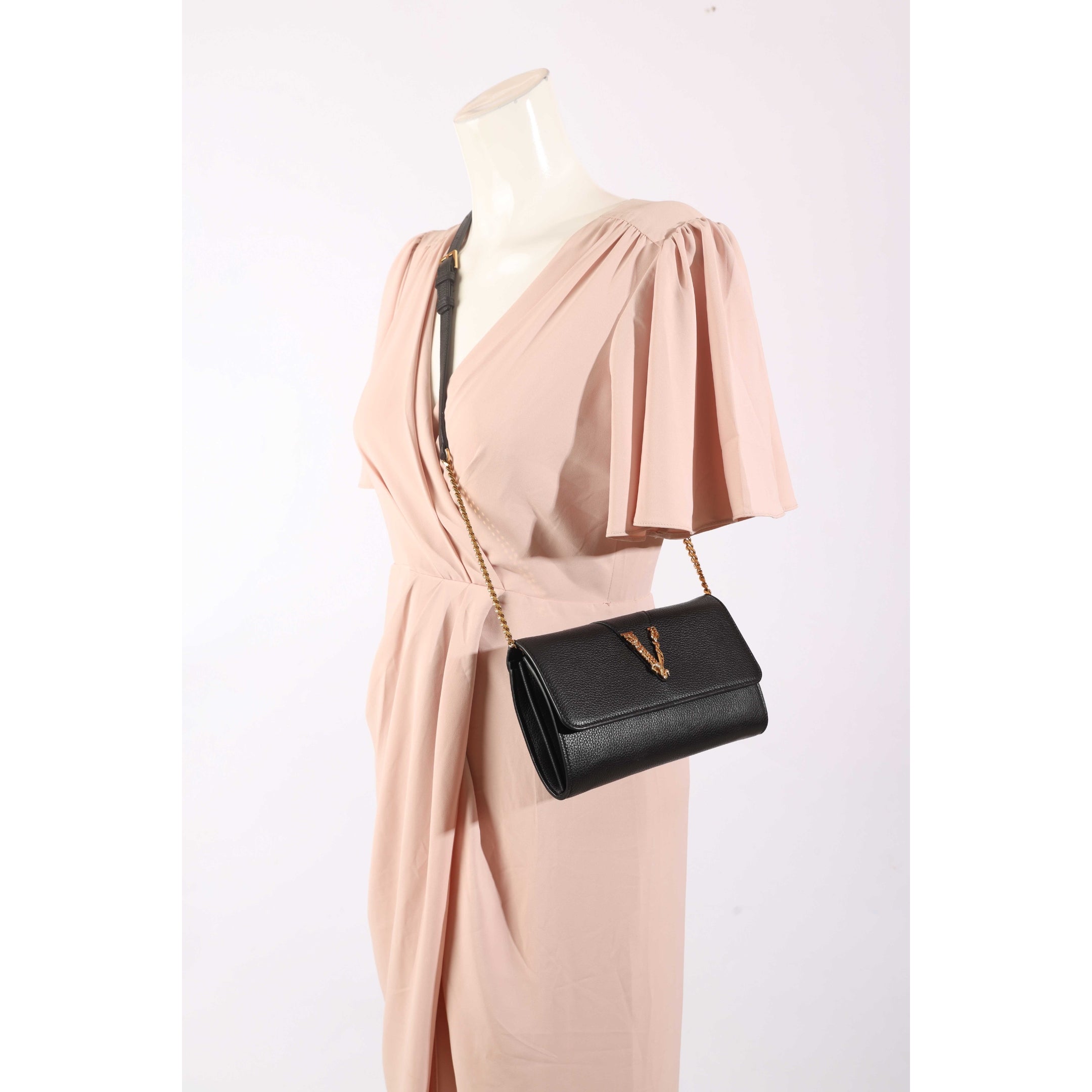 Versace Black Virtus Clutch Crossbody Bag