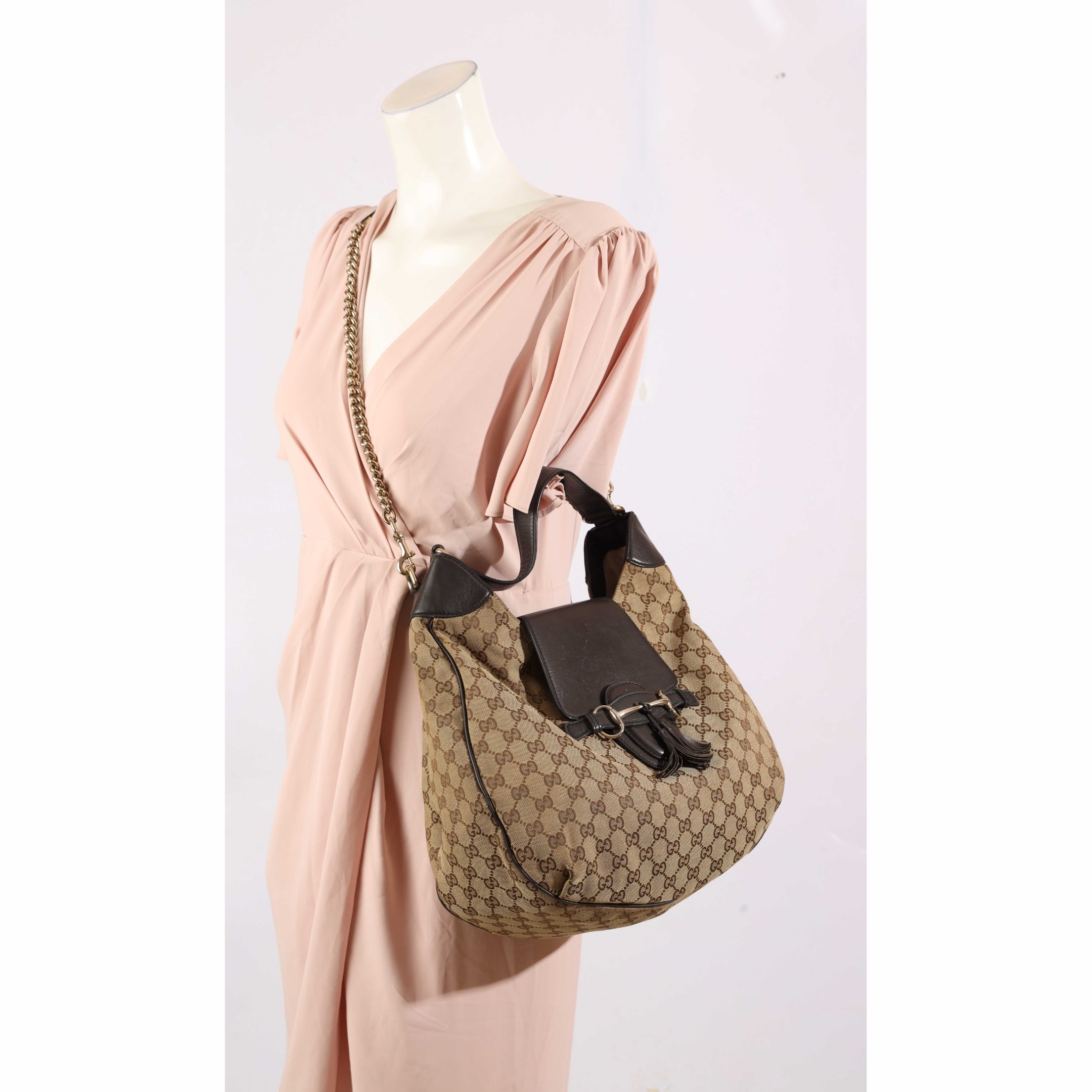 Gucci GG Canvas Emily Original Chain Hobo Bag