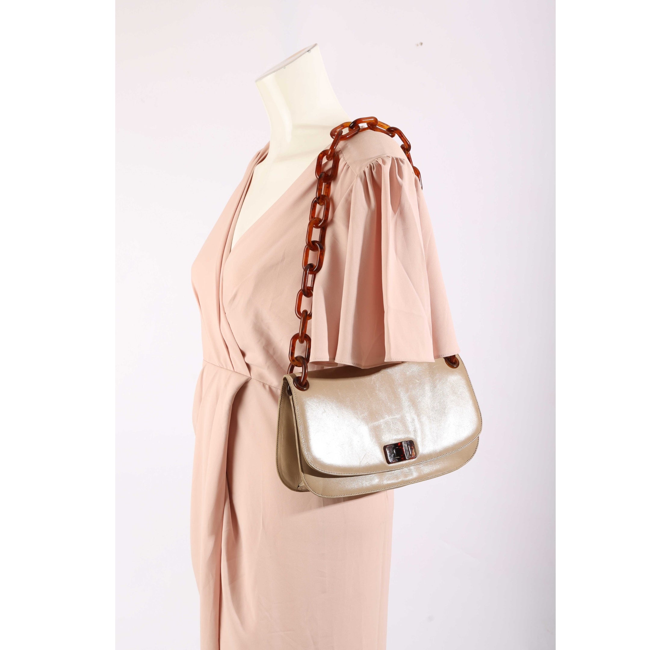 Prada Beige Madras Swing Shoulder Bag