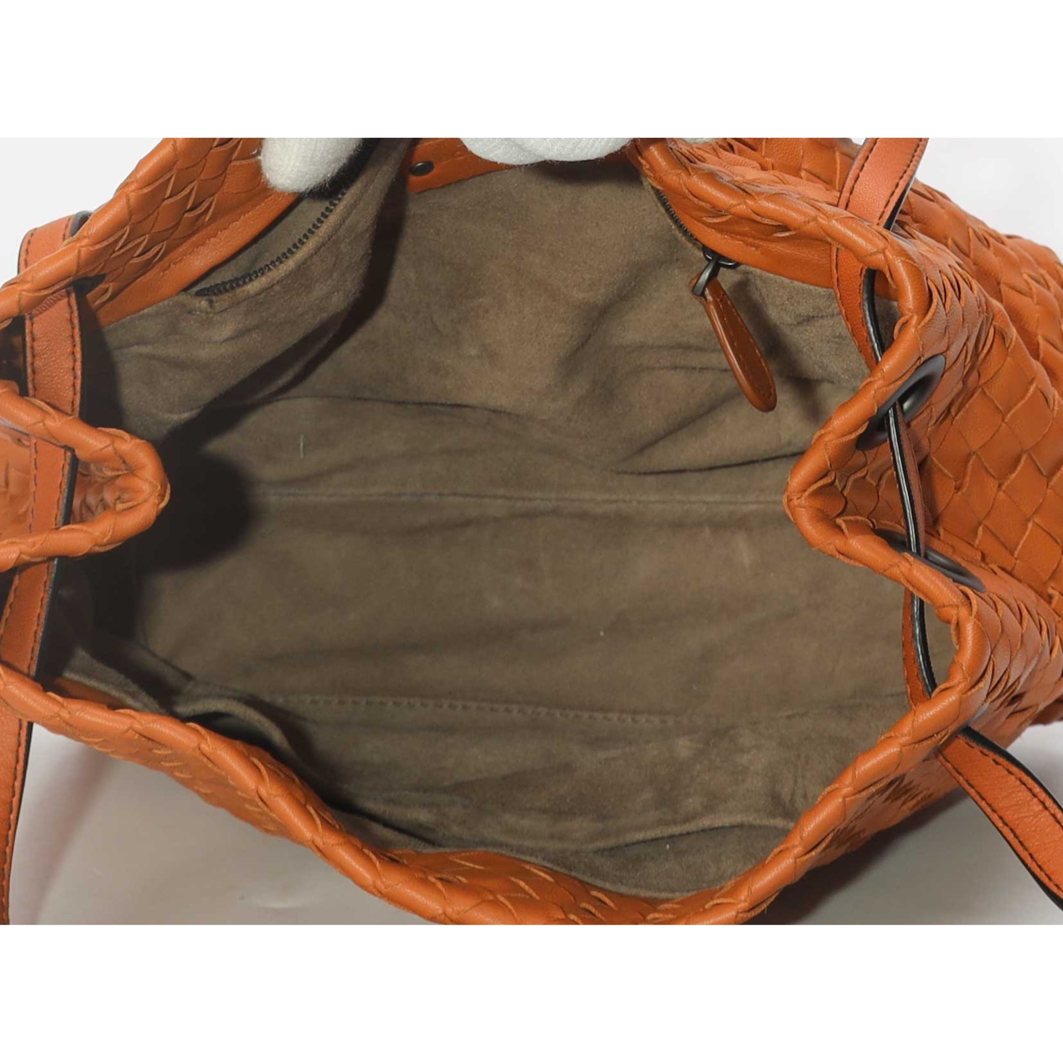 Bottega Veneta Orange Intrecciato Woven Bella Tote