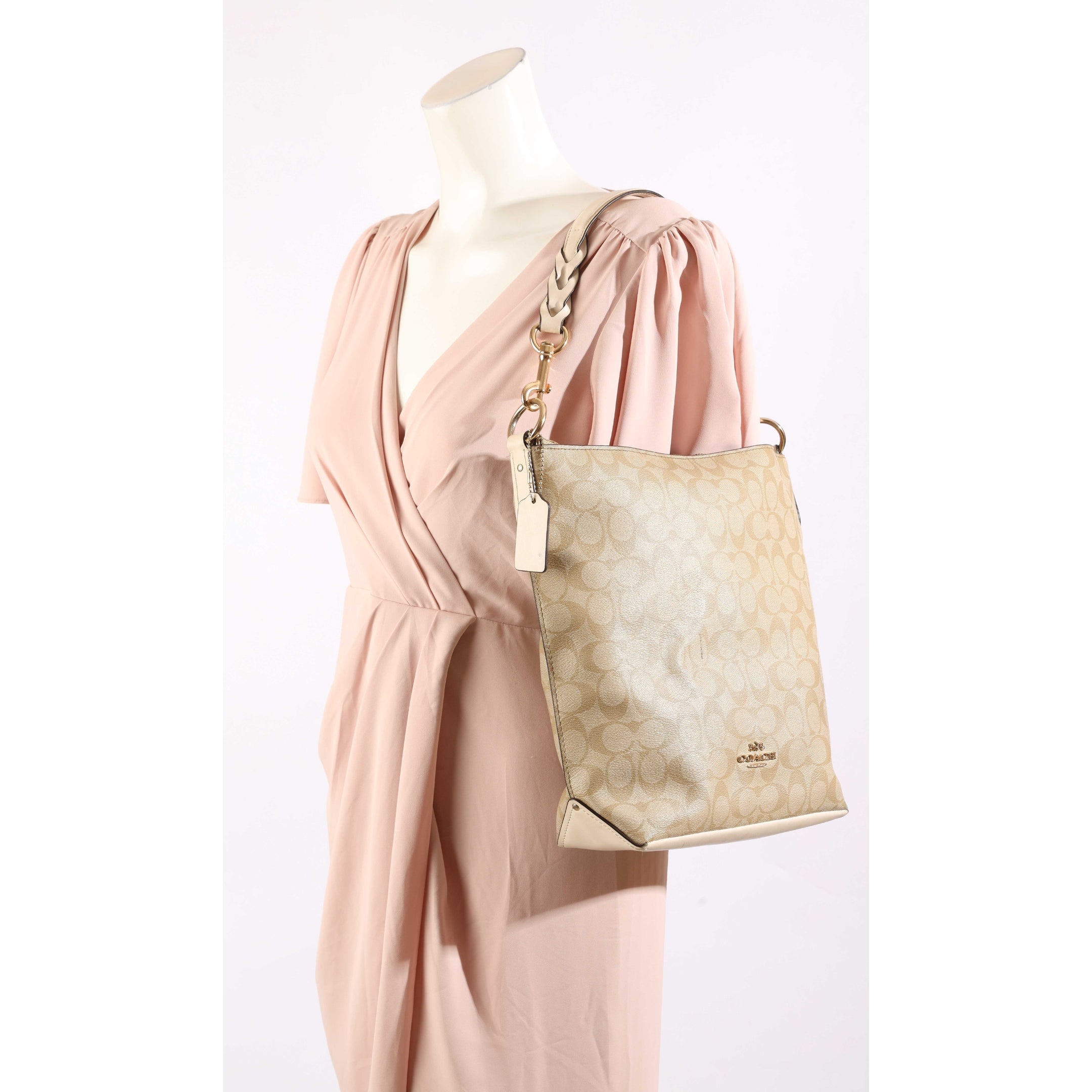 Coach Beige Logo Abby Duffle Shoulder Bag