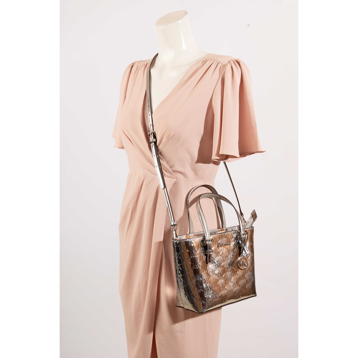Michael Kors Jet Set Logo Metallic Convertible Bag