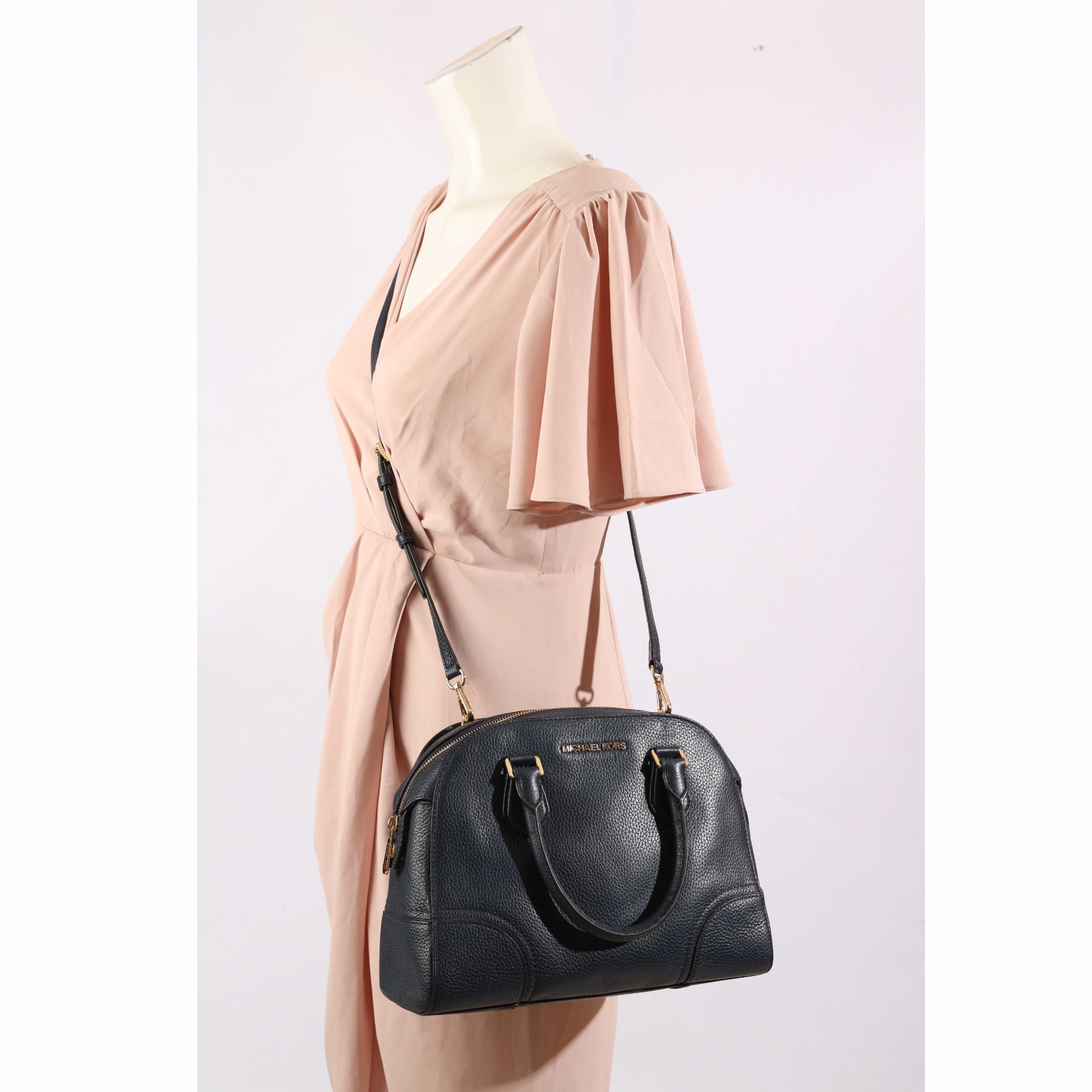 Michael Kors Navy Hattie Bowling Satchel