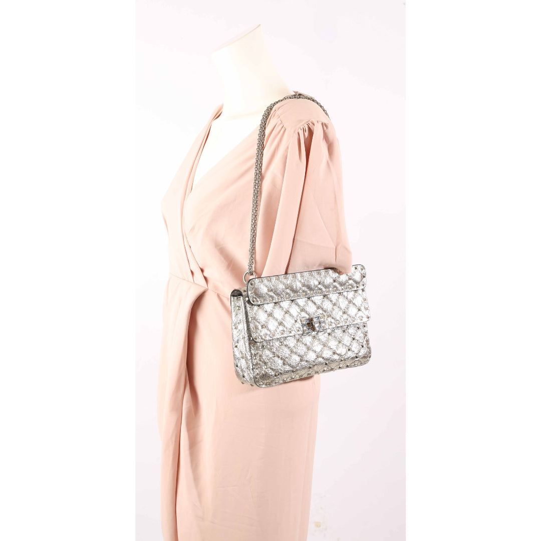 Valentino Garavani Silver Rockstud Spike Crossbody Bag