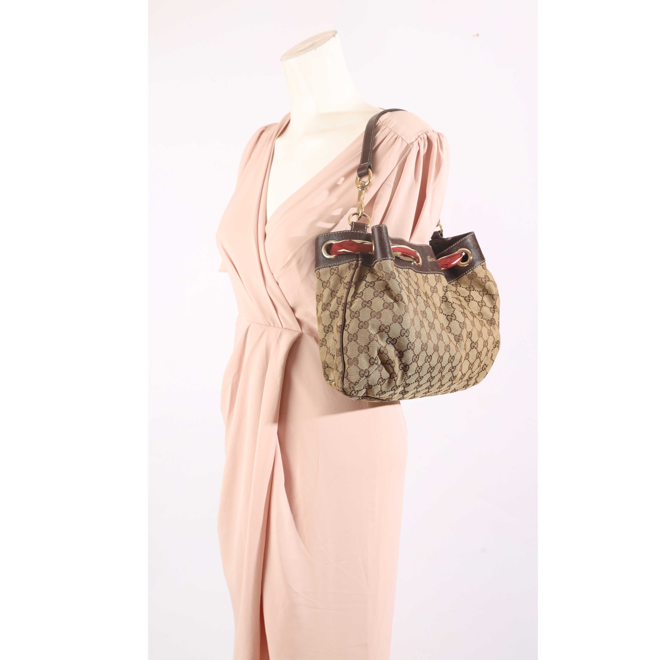 Gucci Positano Scarf Beige/Brown GG Canvas Tote