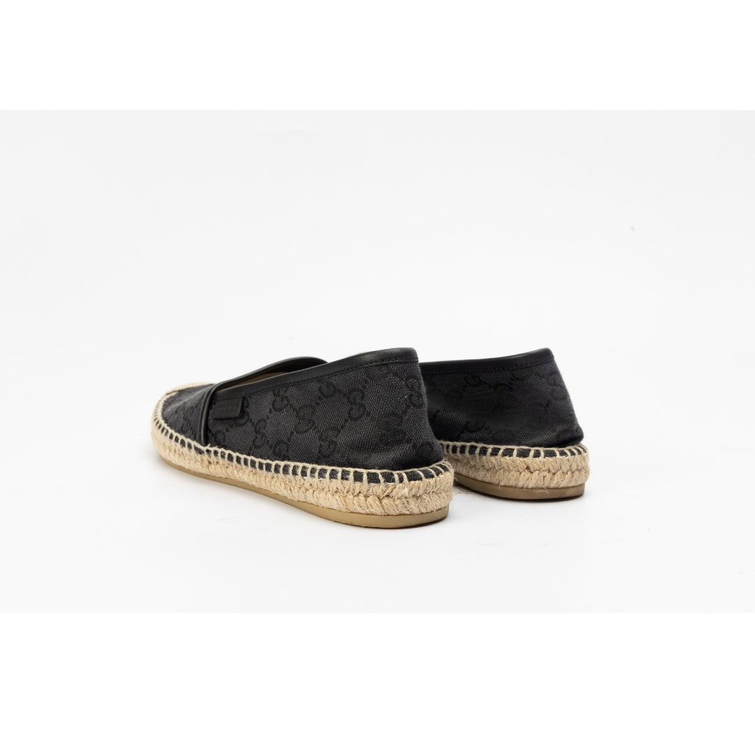 Gucci Black GG Canvas and Leather Espadrille