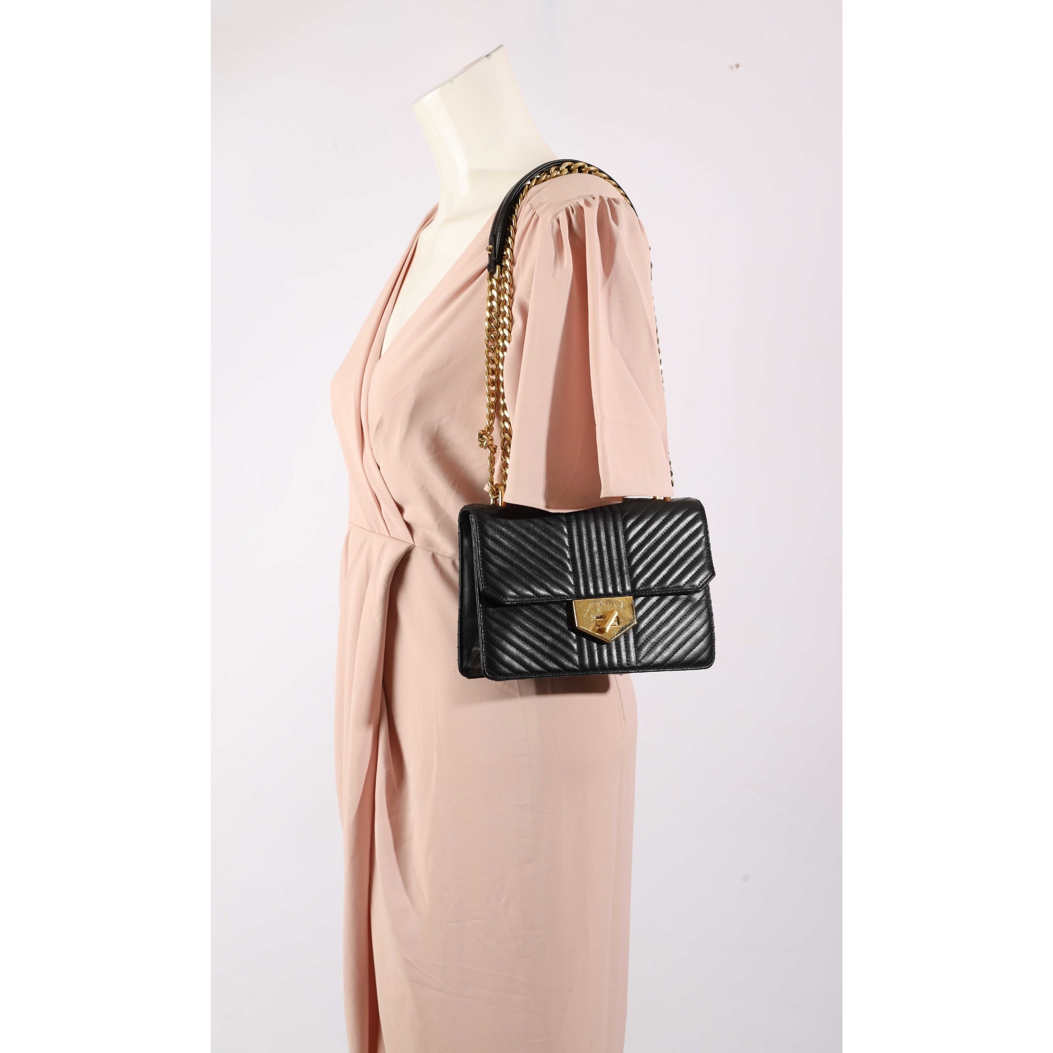 Prada Chevron Impunture Turn Lock Crossbody Bag