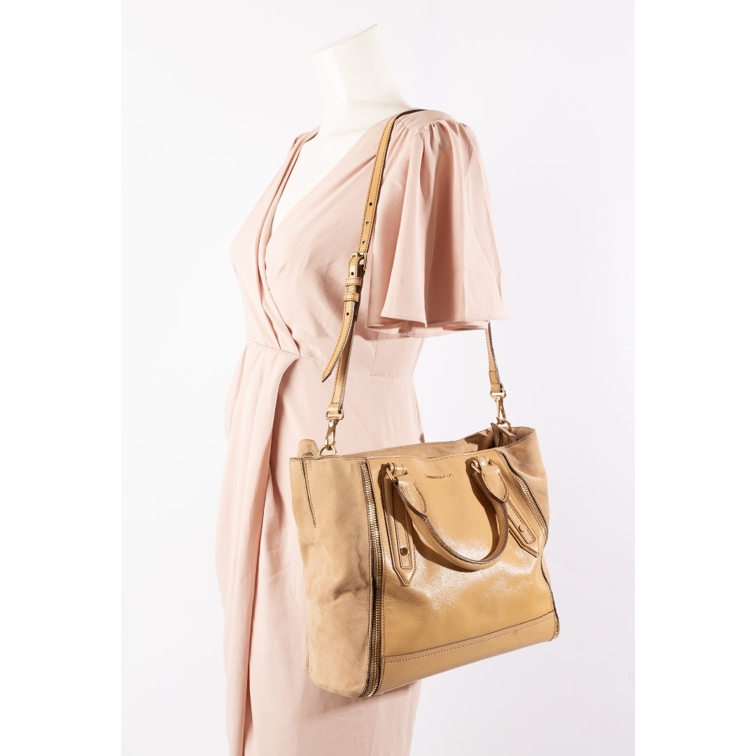 Burberry Beige Patent Leather Somerford Convertible Tote