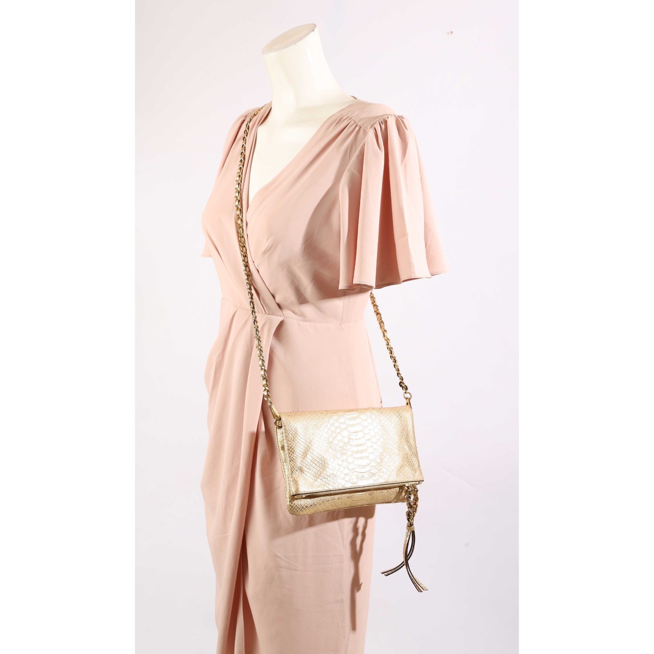 Michael Kors Metallic Gold Foldover Crossbody Bag