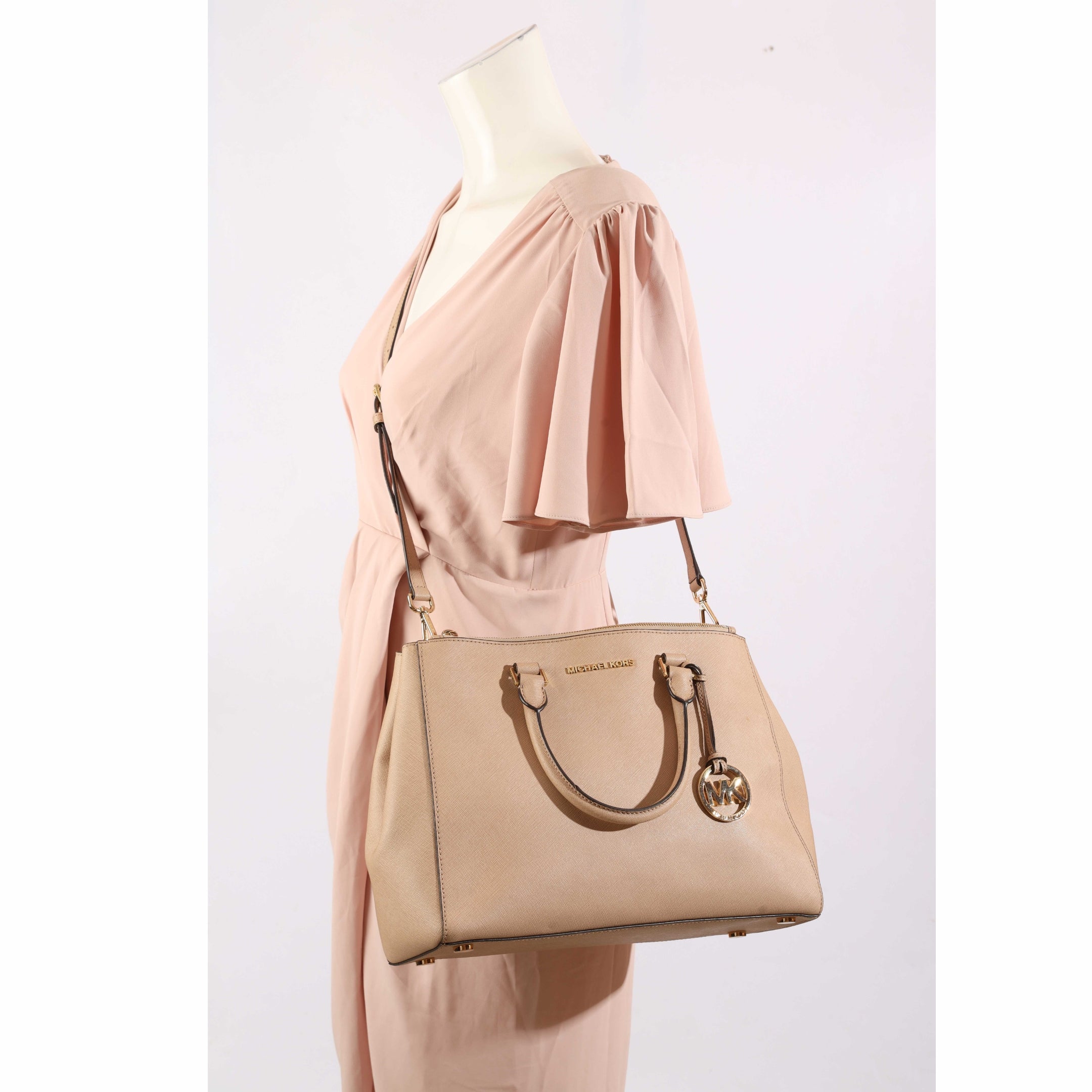 Michael Kors Beige Sutton Convertible Satchel