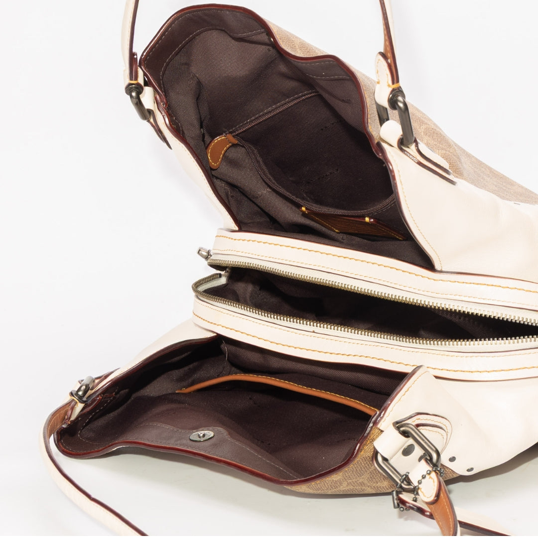 Coach Edie Signature Canvas Rivets Shoulder Bag 31