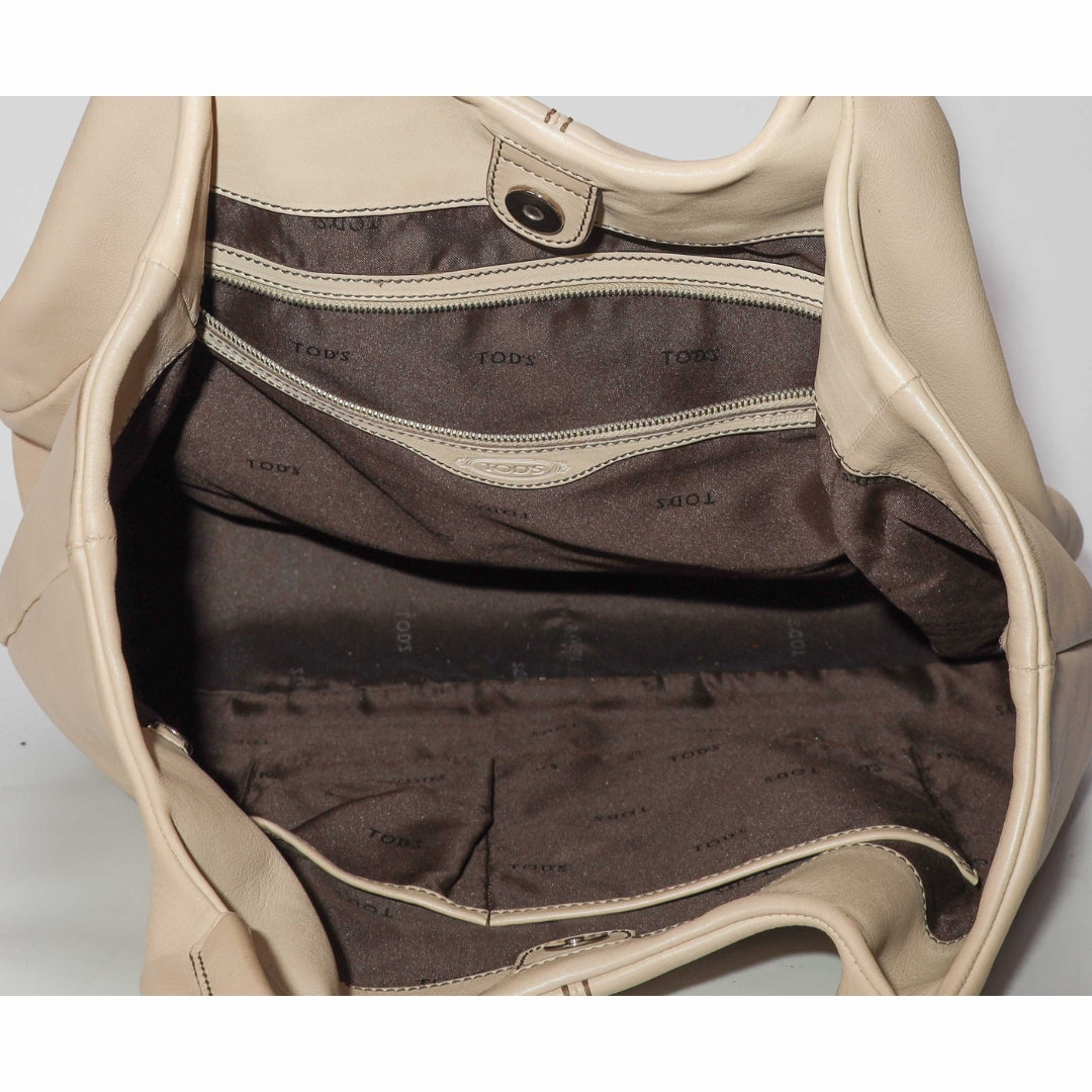 Tods Beige Large Shopping Tote