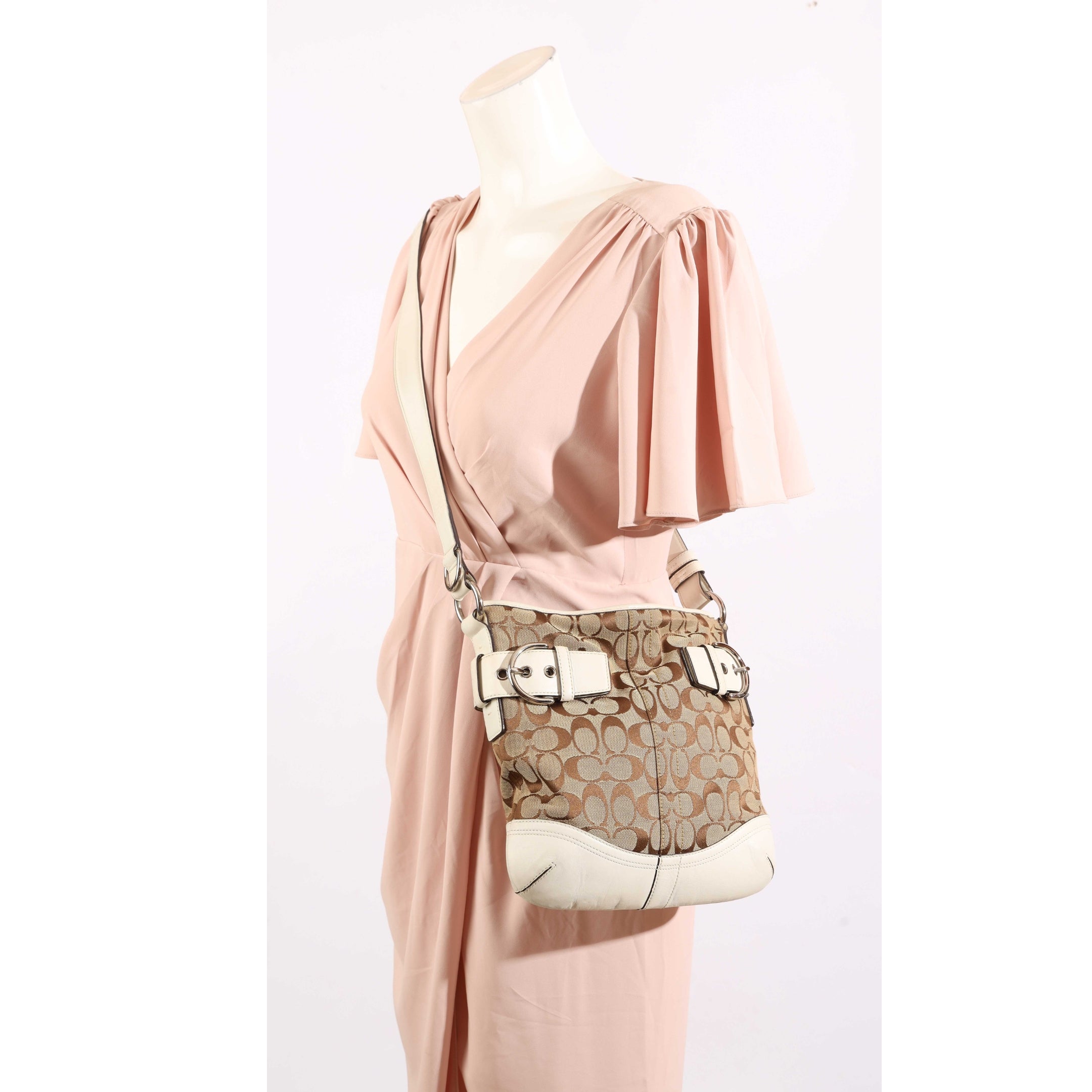Coach Beige Signature Canvas Crossbody Bag