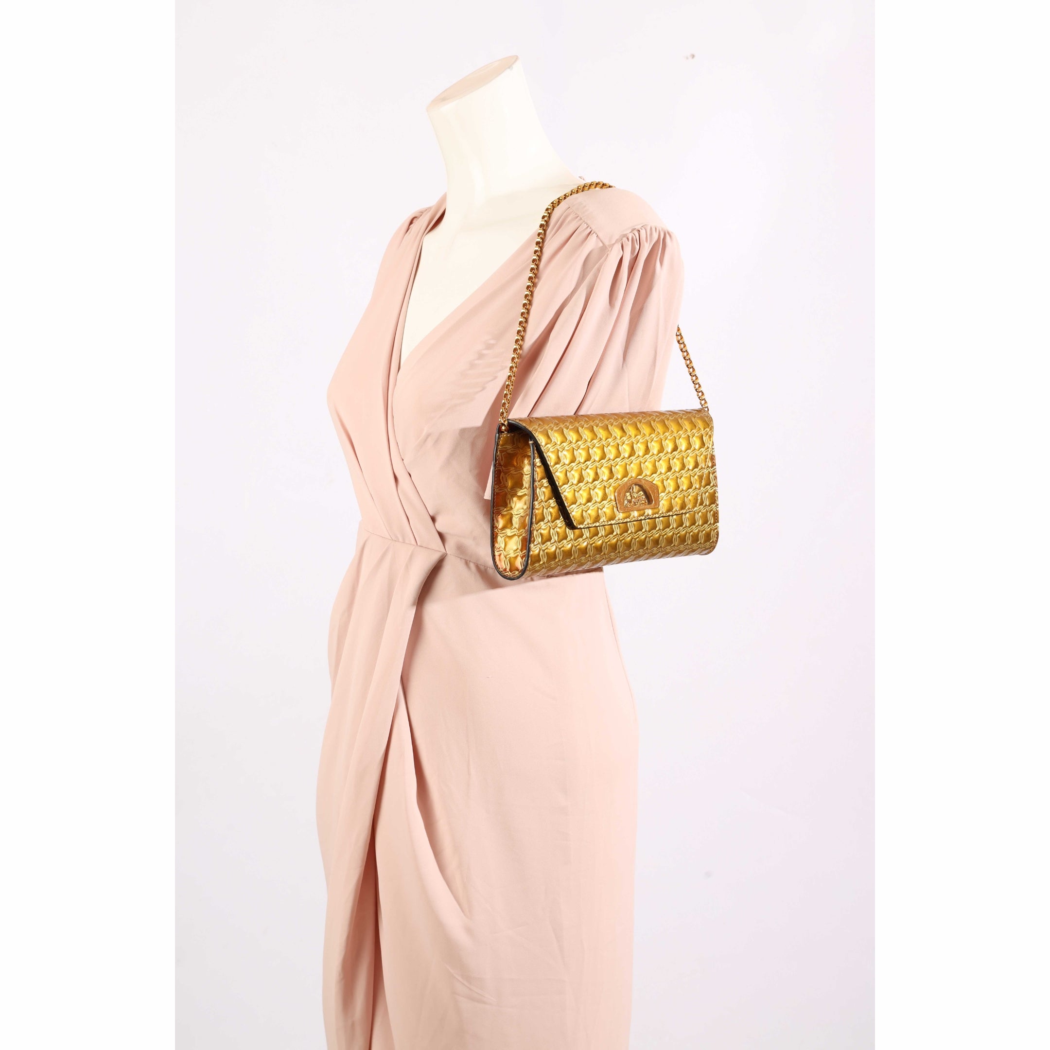Christian Louboutin Metallic Gold Vero Dodat Chain Clutch