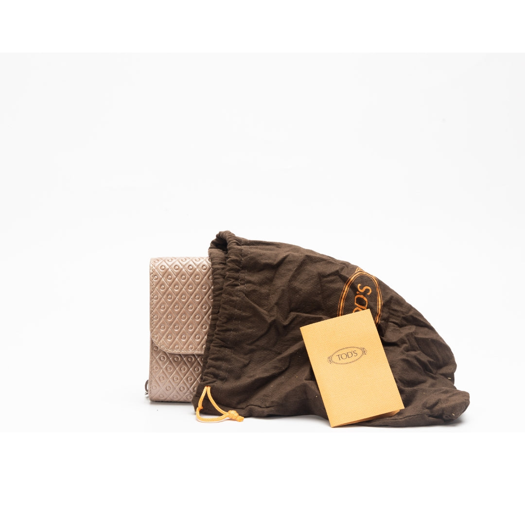 Tod's Metallic Gold Leather Signature Shoulder Bag