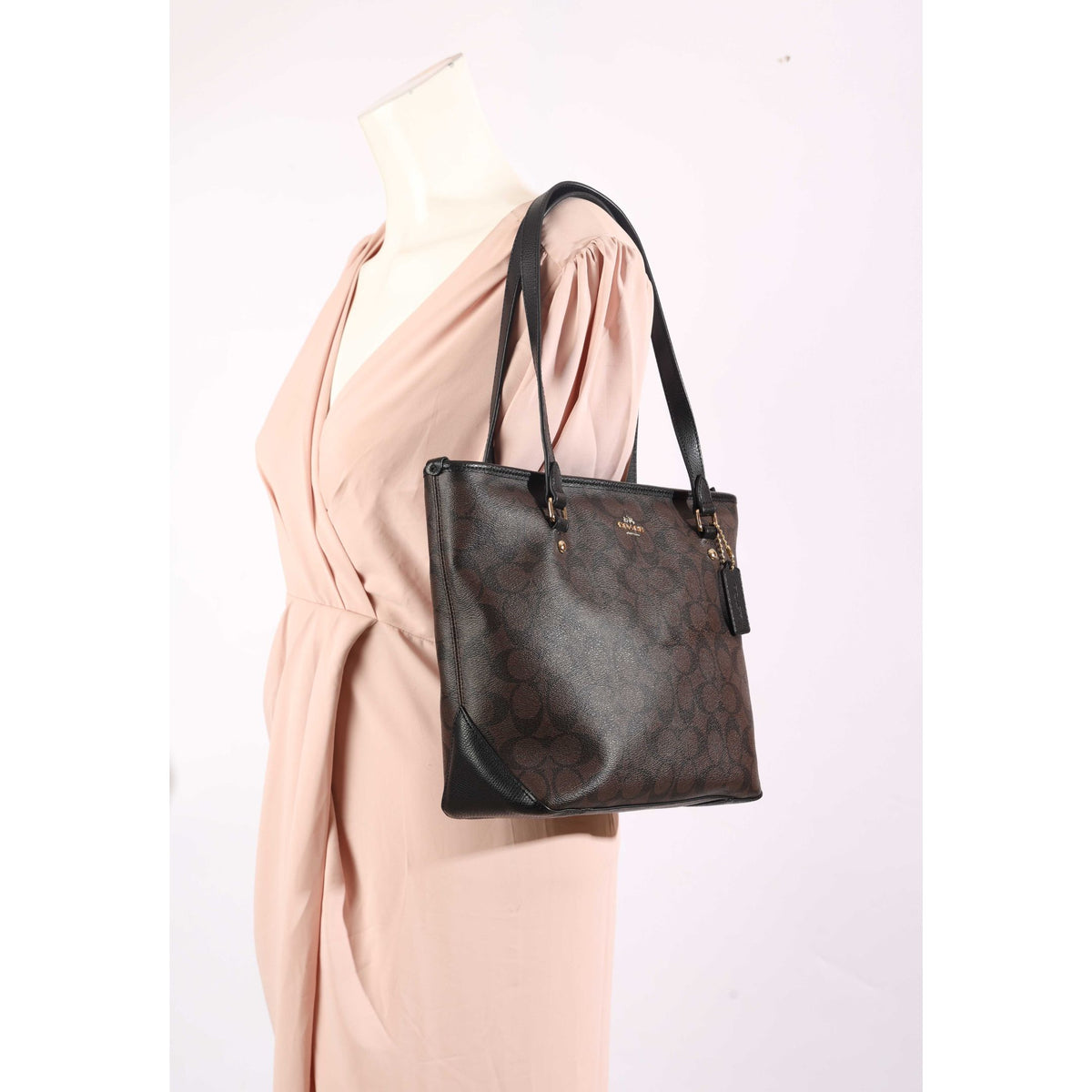 Coach Brown Signature Coated Tote