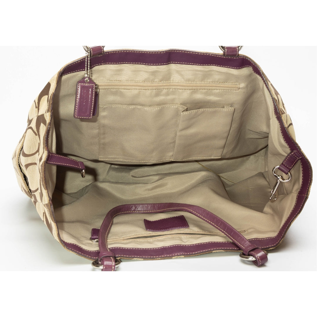 Coach Beige Signature Canvas Shopper Tote