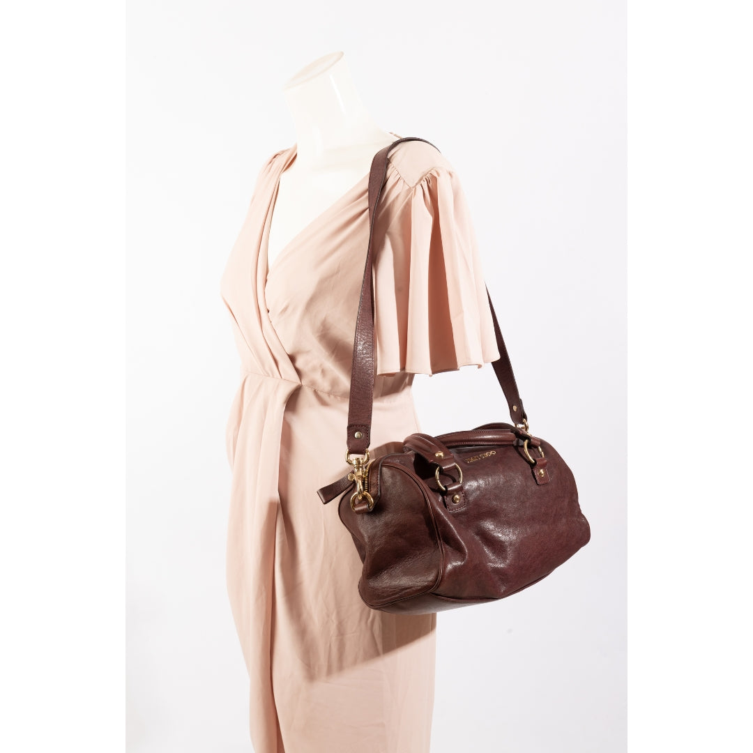 Jimmy Choo Brown Python Satchel