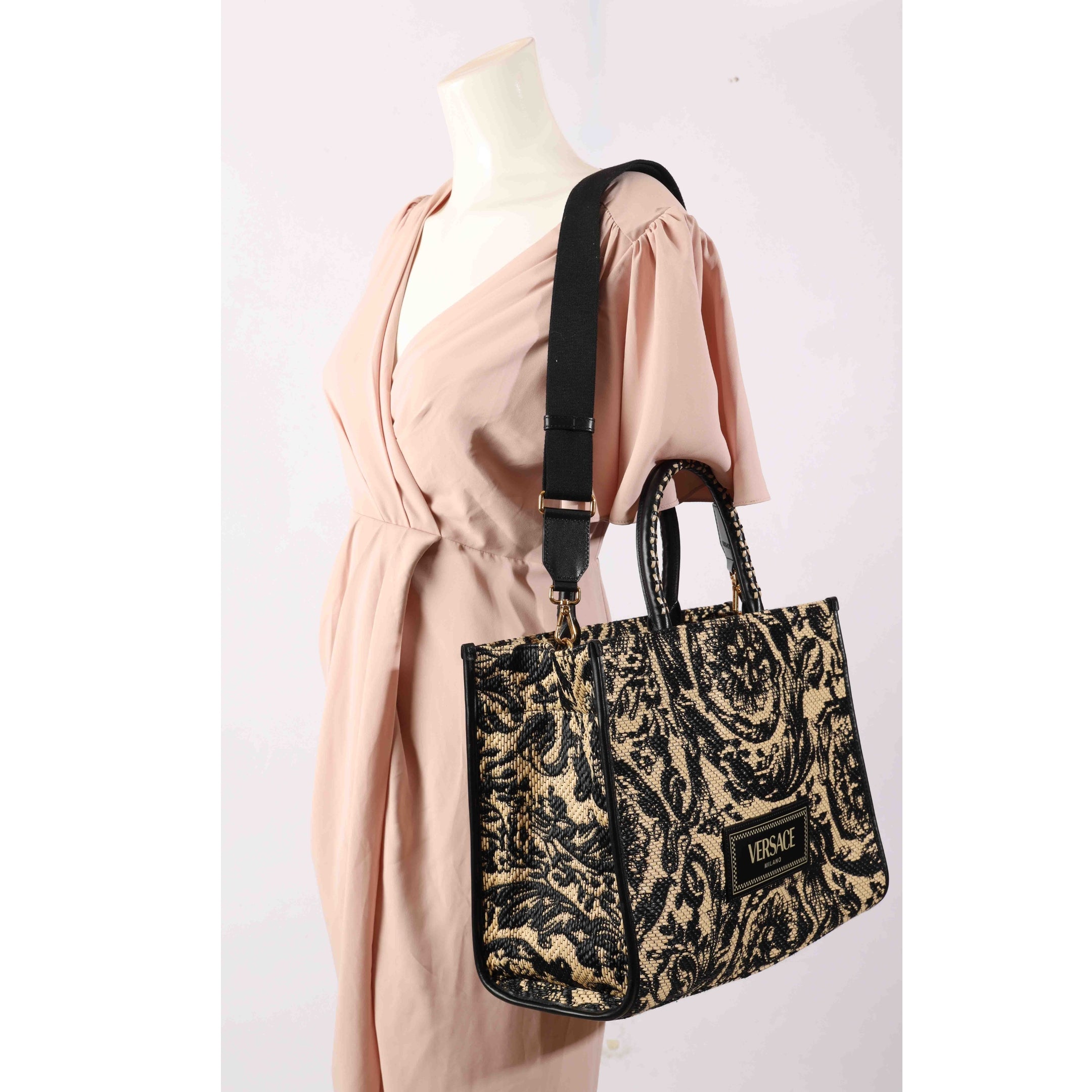 Versace Barocco Athena Raffia Tote