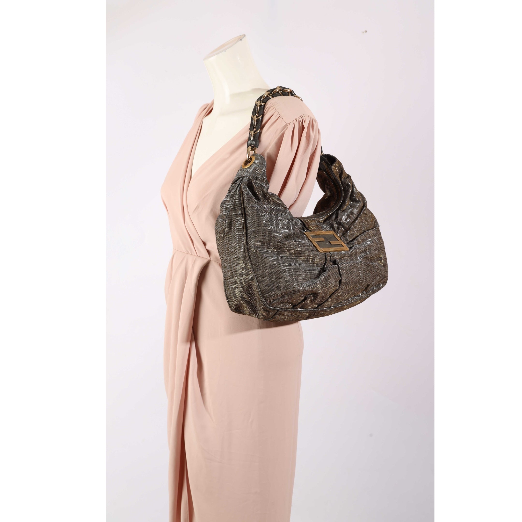 Fendi Tobacco Zucca Canvas Mia Hobo Bag