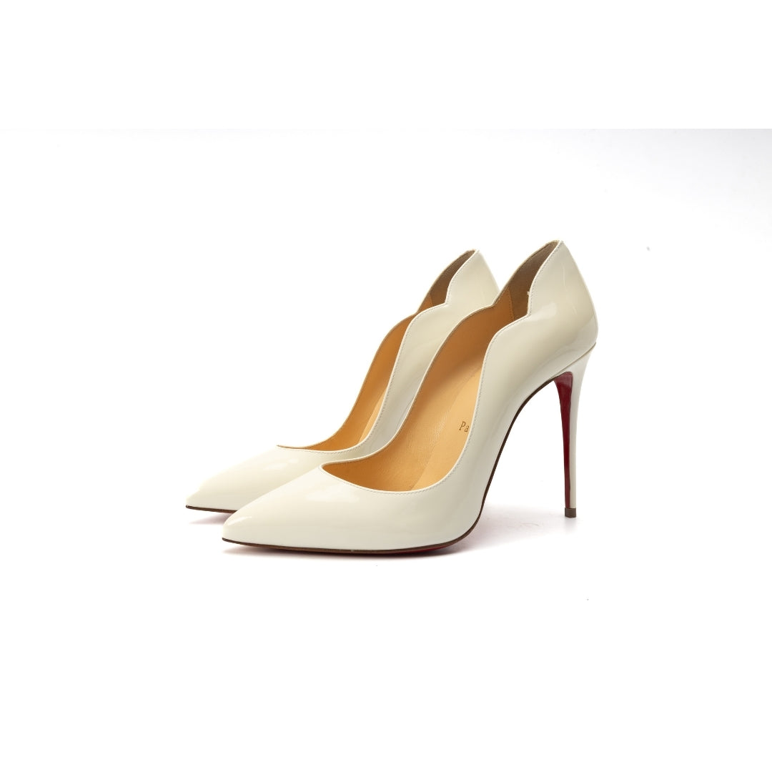 Christian Louboutin White Patent Leather Hot Chick Pointed Toe Pump