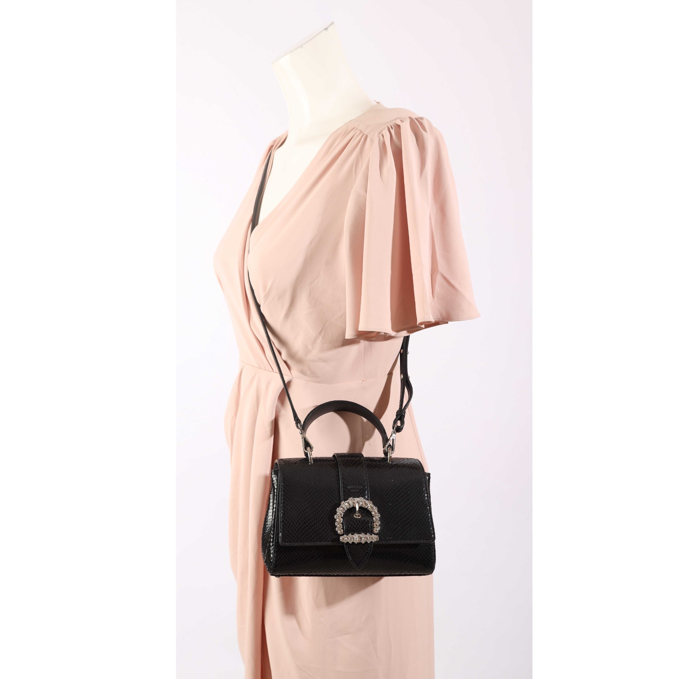 Jimmy Choo Black Cheri Crystals Satchel Crossbody Bag