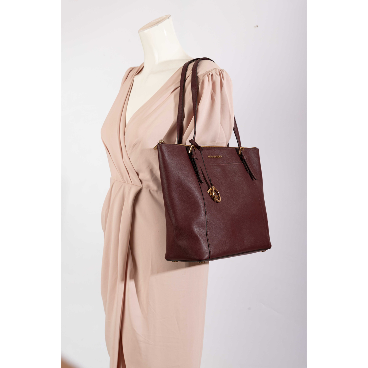 Michael Kors Burgundy Top-Zip Tote