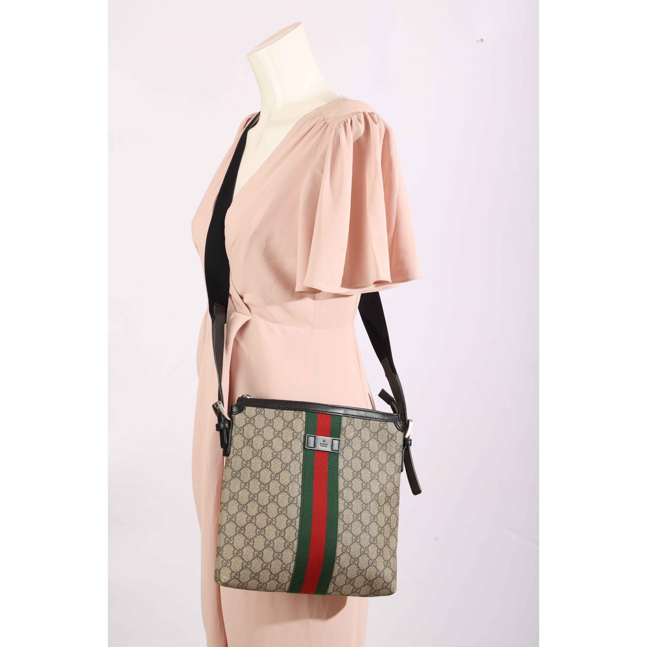 Gucci Ophidia Web Stripe Canvas Messenger Bag