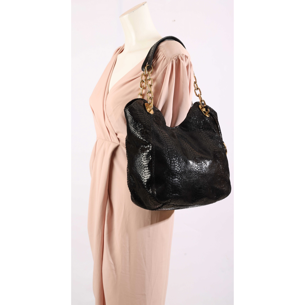 Michael Kors Embossed Black Shoulder Bag