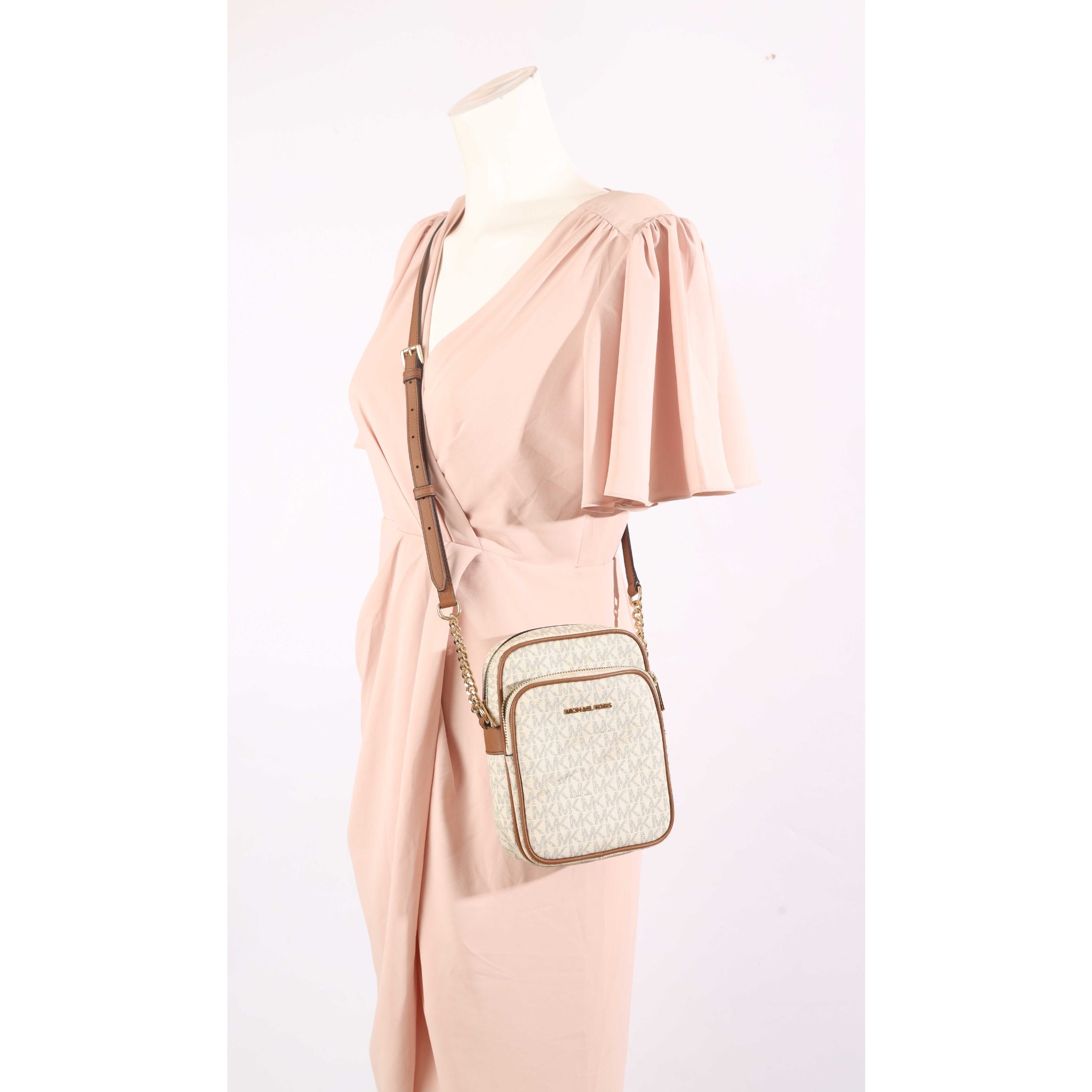 Michael Kors Vanilla Jet Set Travel Logo Crossbody Bag