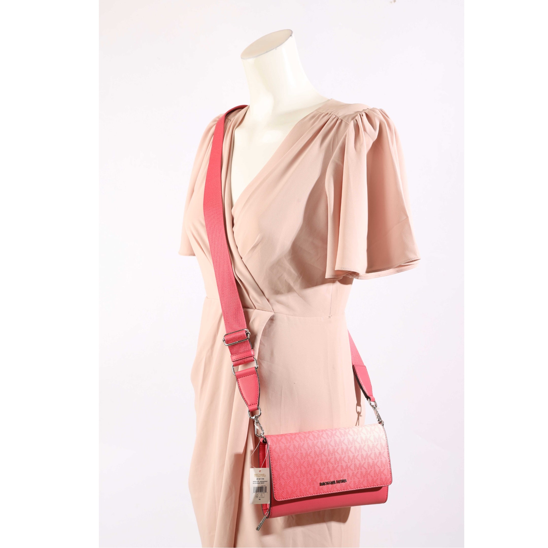 Michael Kors Jet Set Pink Ombre Logo Crossbody Bag