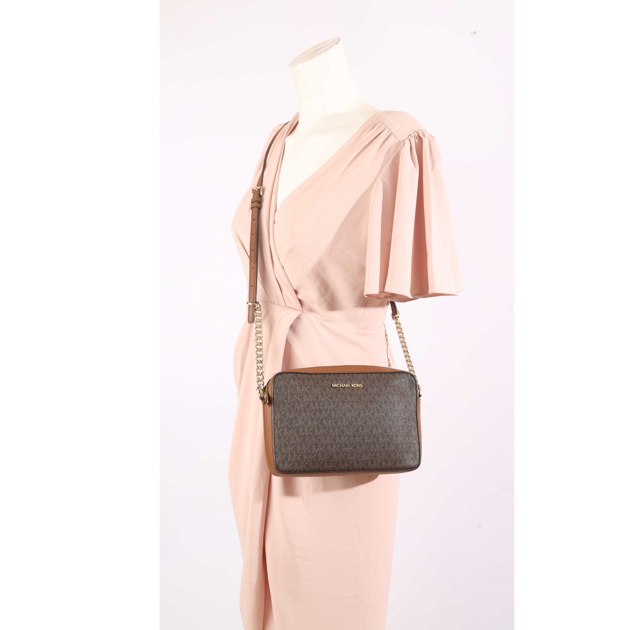 Michael Kors Jet Set Logo Brown Crossbody Bag