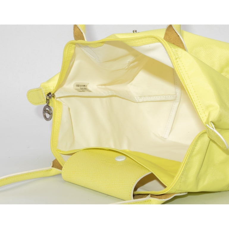 Longchamp Le Pliage Club Small Nylon Short Handle Tote Prune Lemon