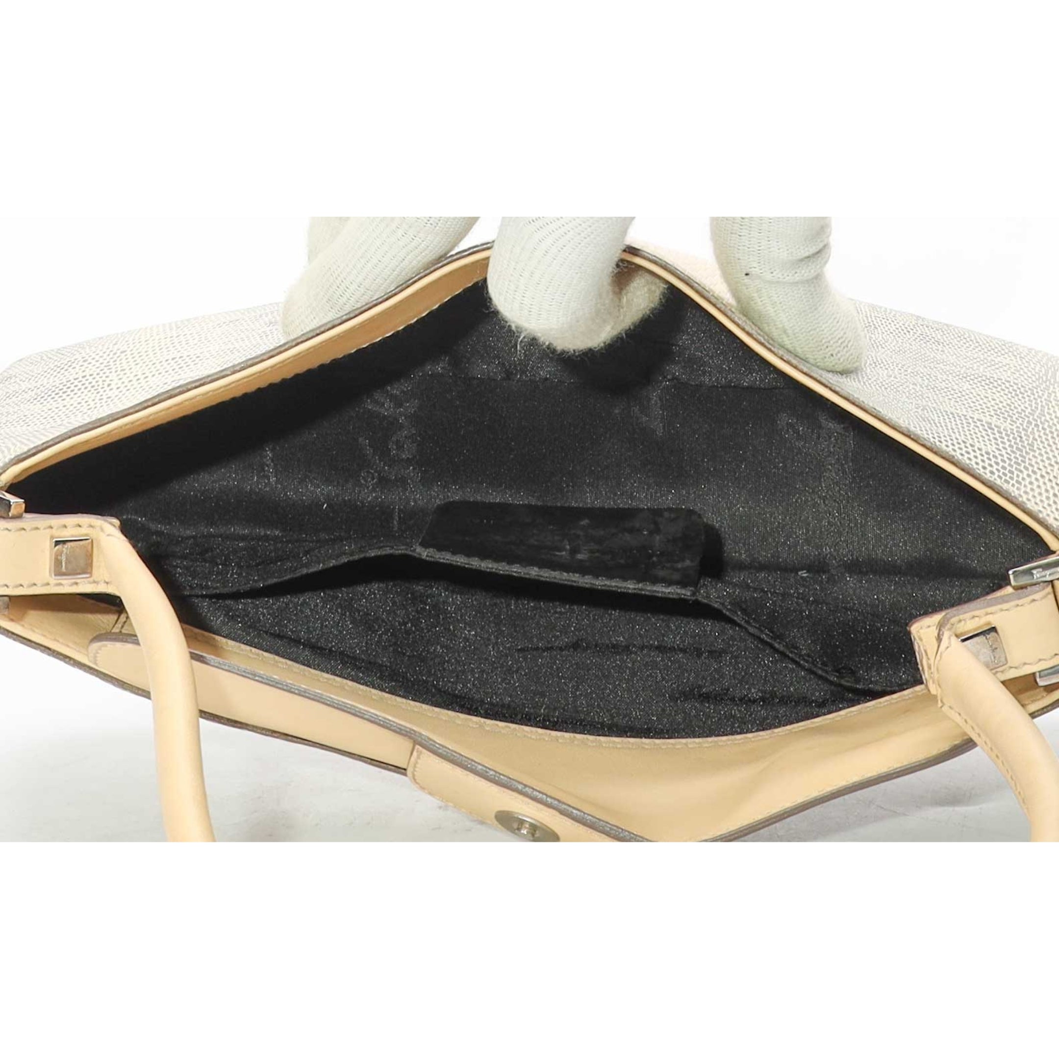 Salvatore Ferragamo Lizard Mini Beige Shoulder Bag
