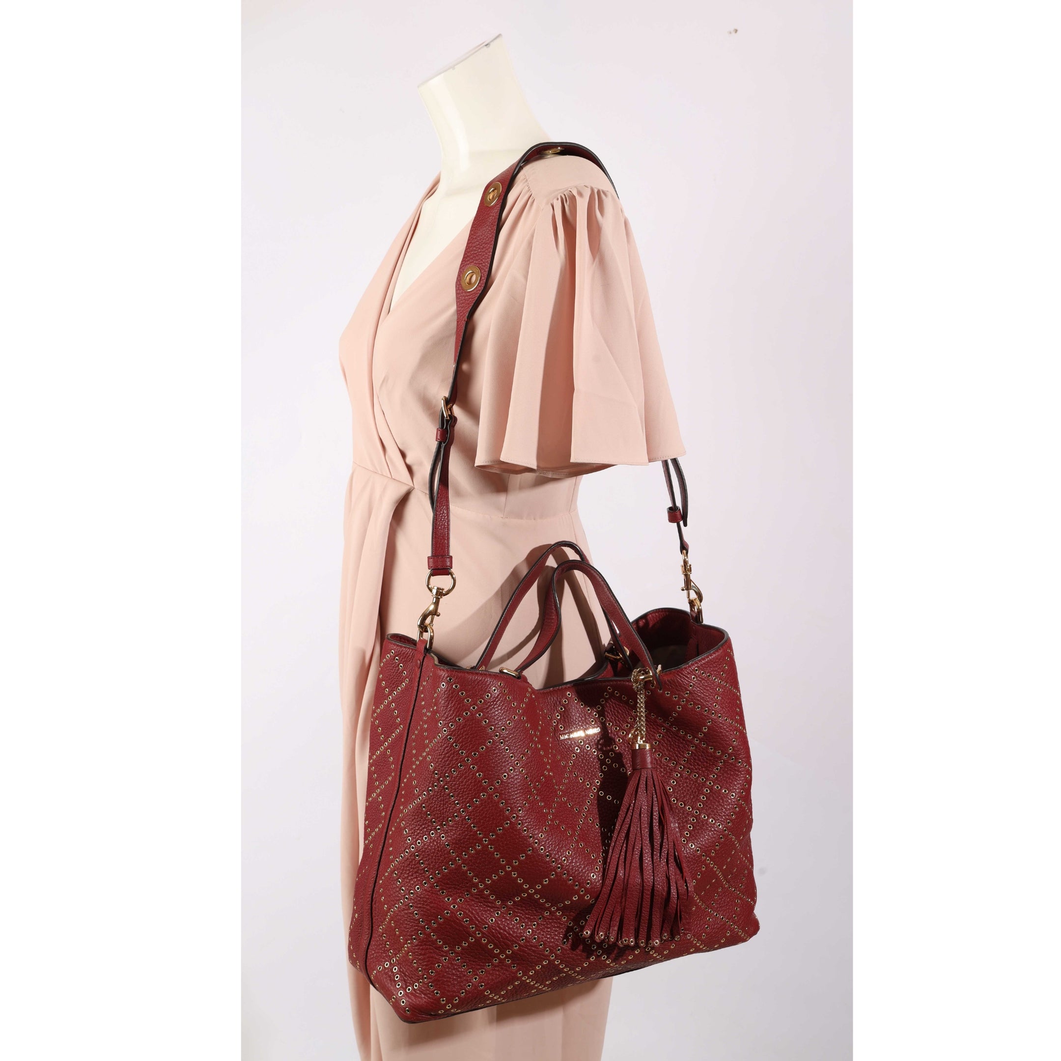 Michael Kors Red Studded Brooklyn Tote
