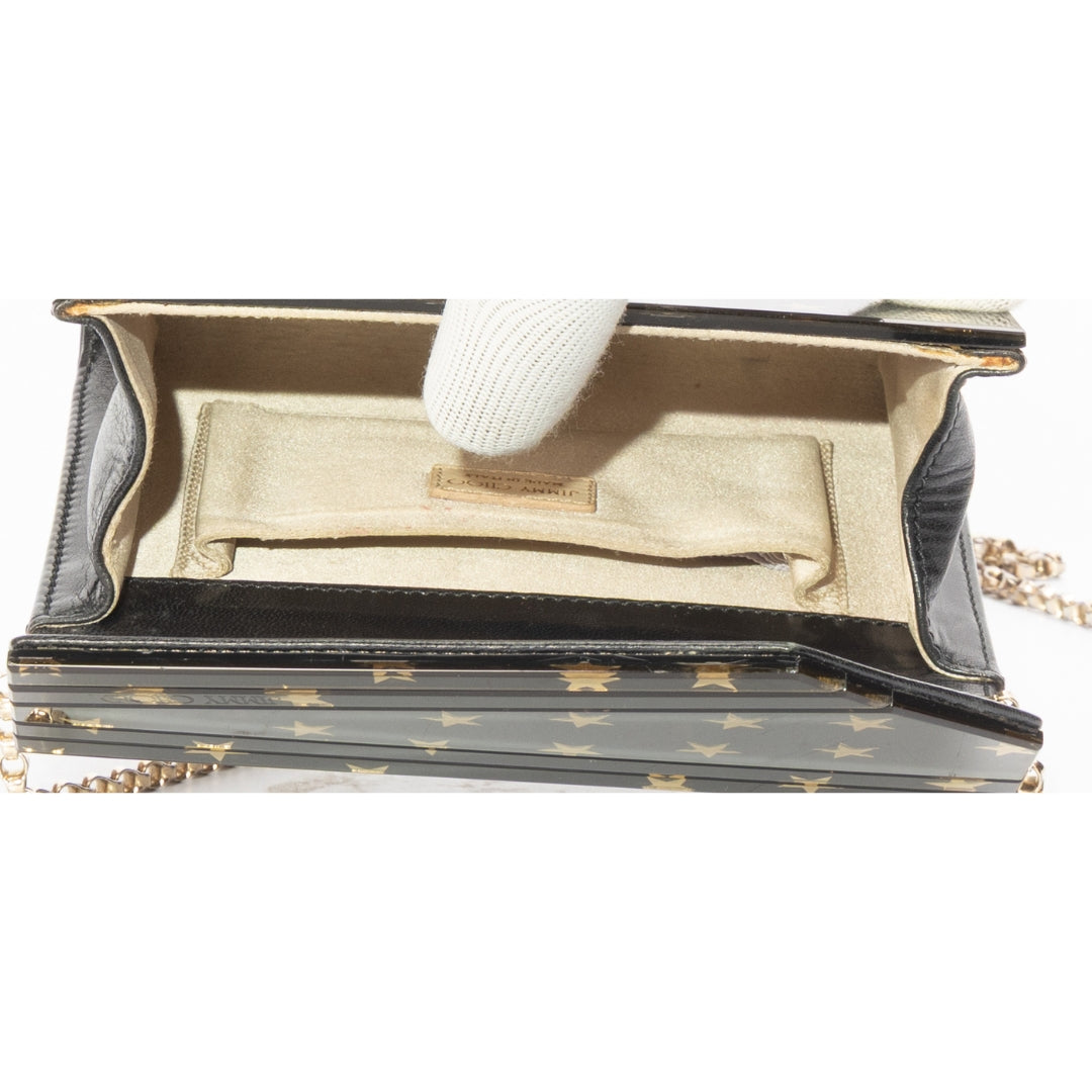 Jimmy Choo Black and Gold Mini Acrylic Crossbody bag