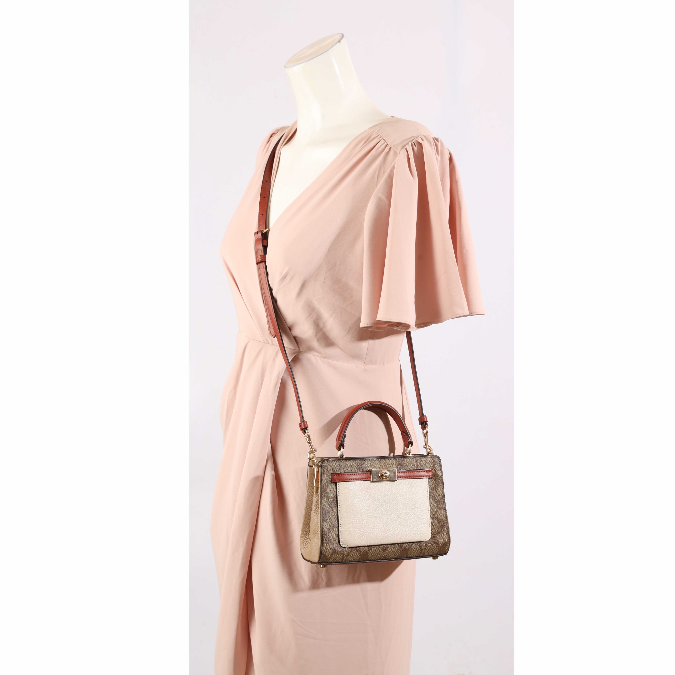 Coach Mini Lane Blocked Signature Canvas Satchel