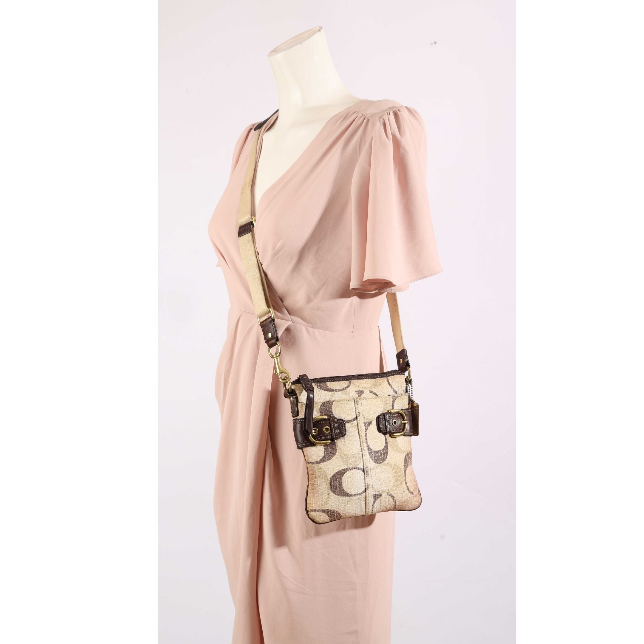 Coach Beige Logo Swingpack Crossbody Bag